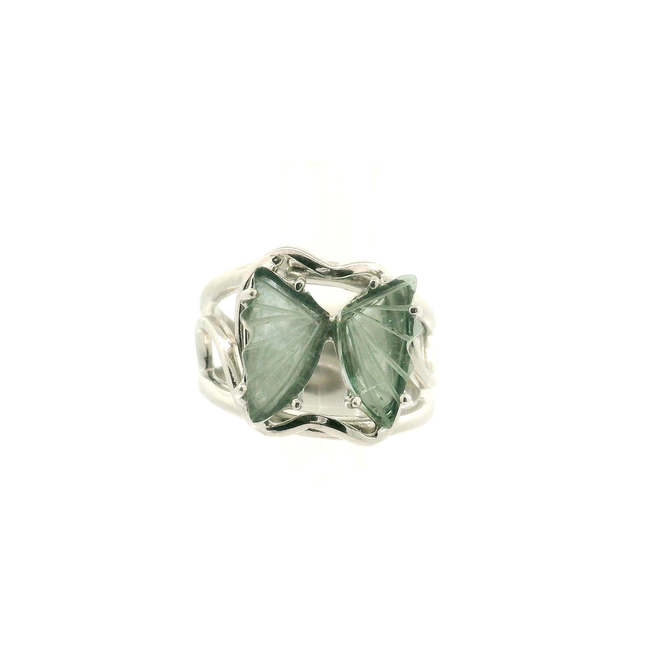 Tourmaline Butterfly  Adjustable Cuff Ring .925 Silver for Awareness, Communication and Meditation