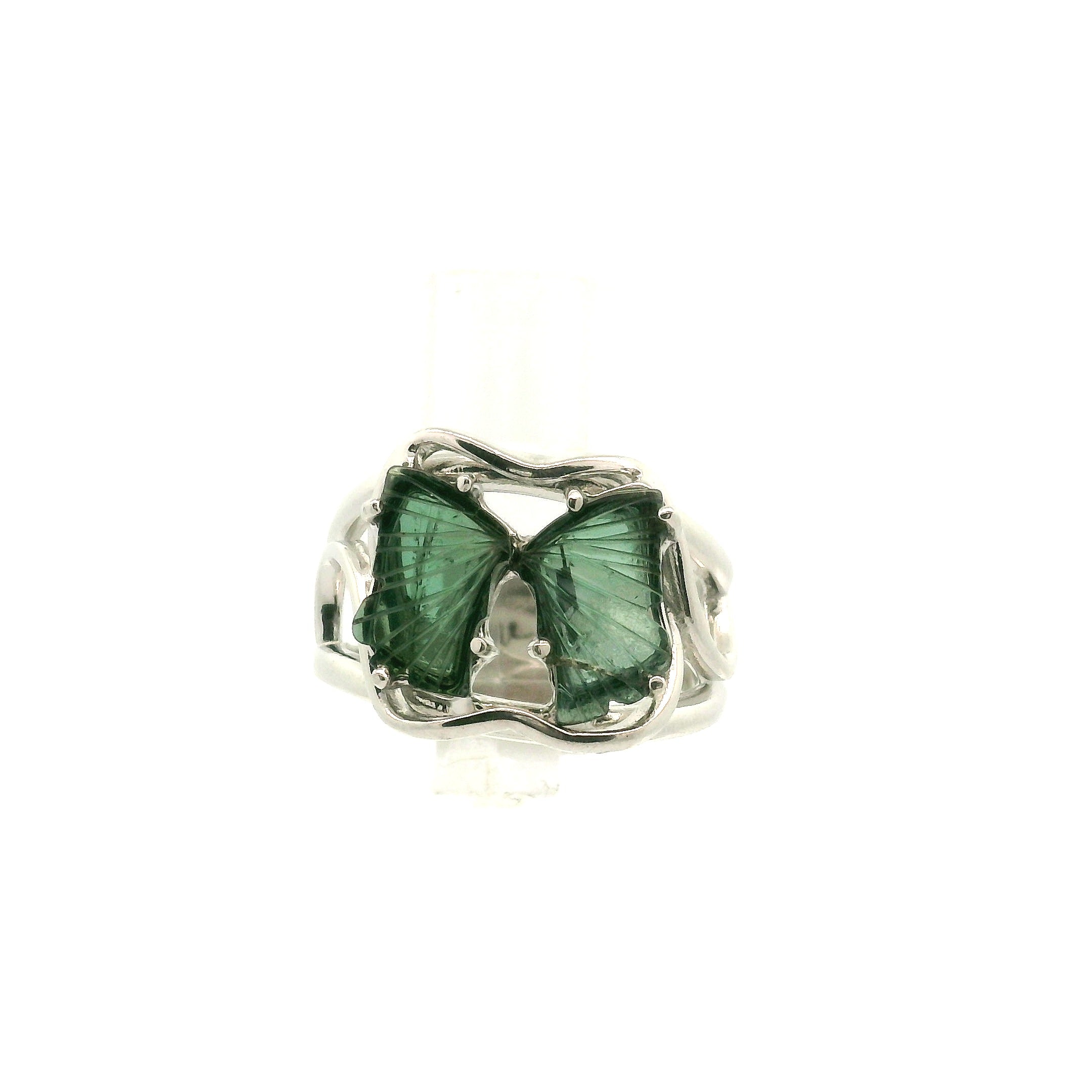 Tourmaline Butterfly  Adjustable Cuff Ring .925 Silver for Awareness, Communication and Meditation