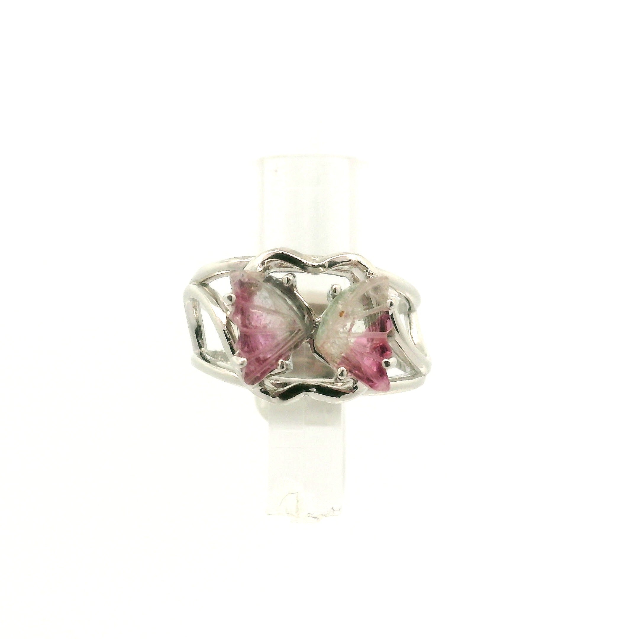 Tourmaline Butterfly  Adjustable Cuff Ring .925 Silver for Awareness, Communication and Meditation