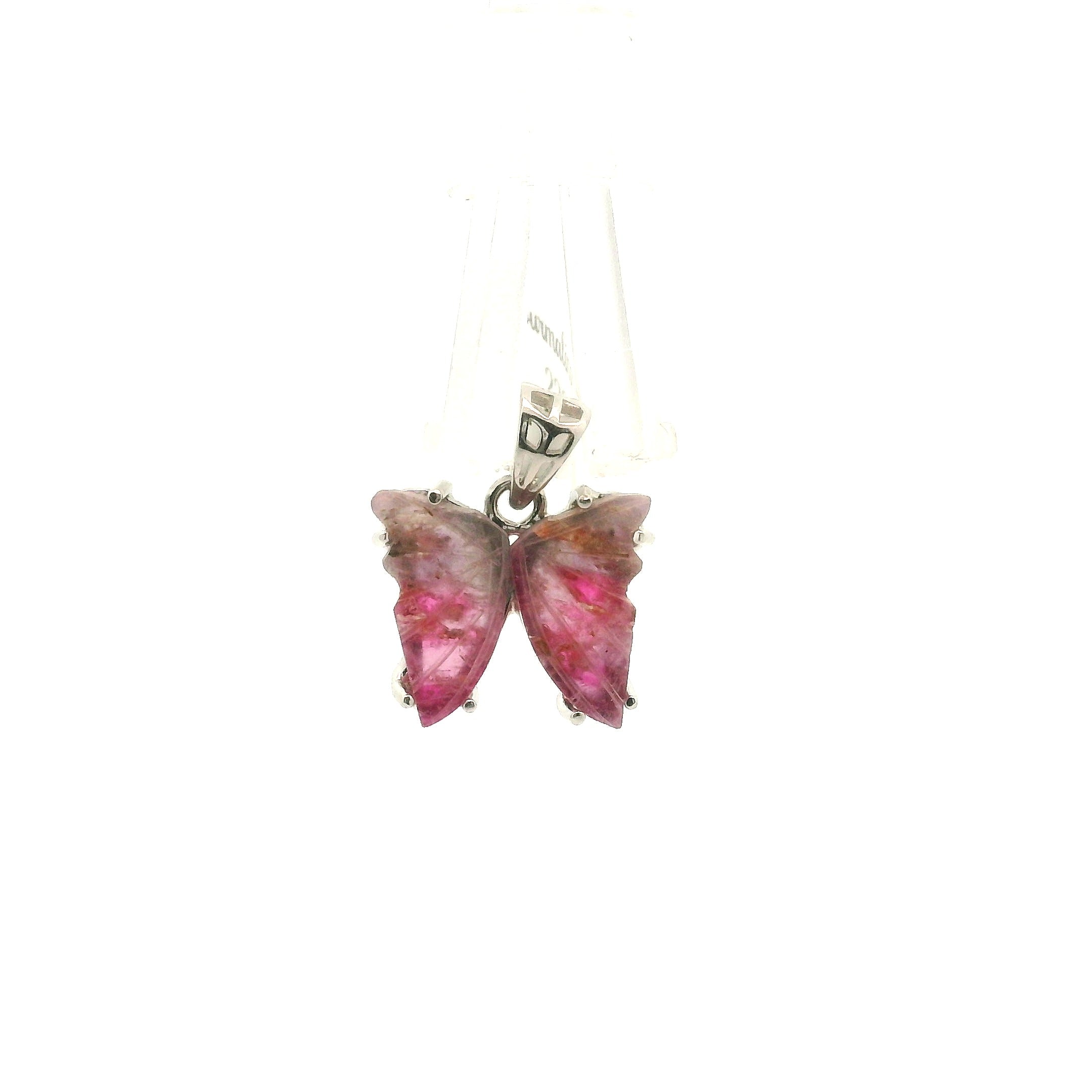 Tourmaline Butterfly Pendant .925 Silver for Awareness, Communication and Meditation