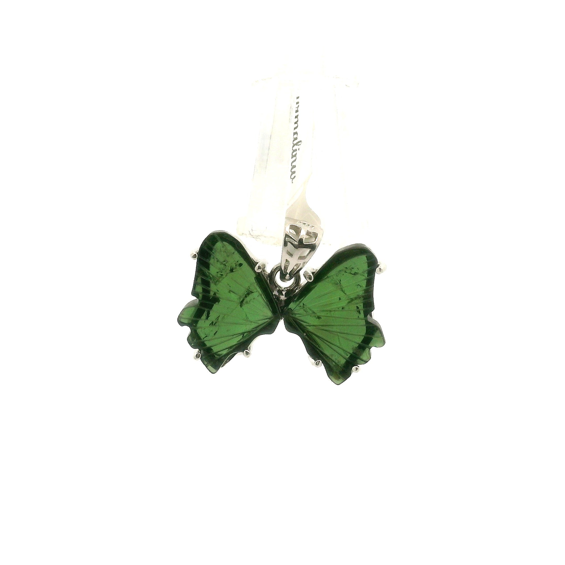 Tourmaline Butterfly Pendant .925 Silver for Awareness, Communication and Meditation