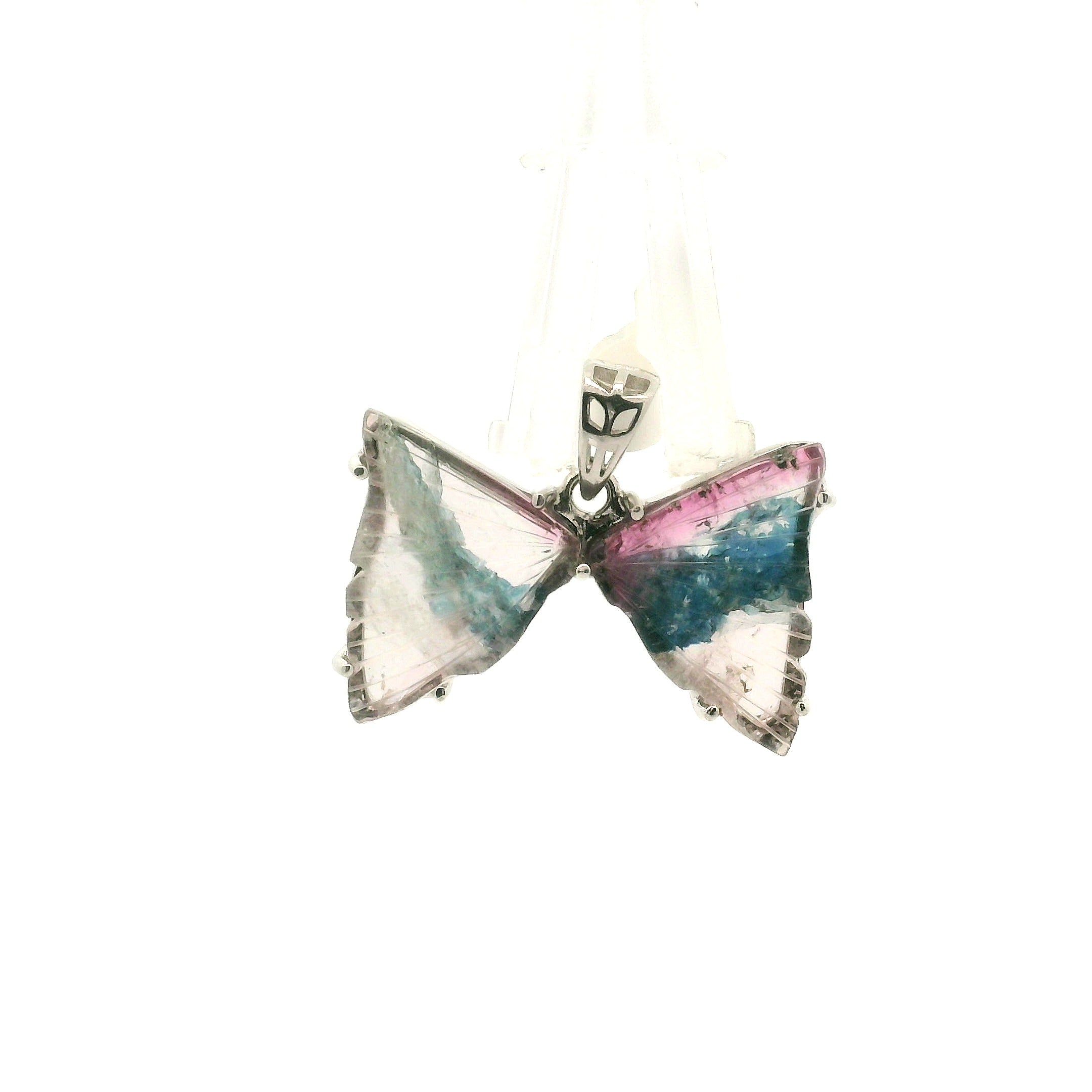 Tourmaline Butterfly Pendant .925 Silver for Awareness, Communication and Meditation