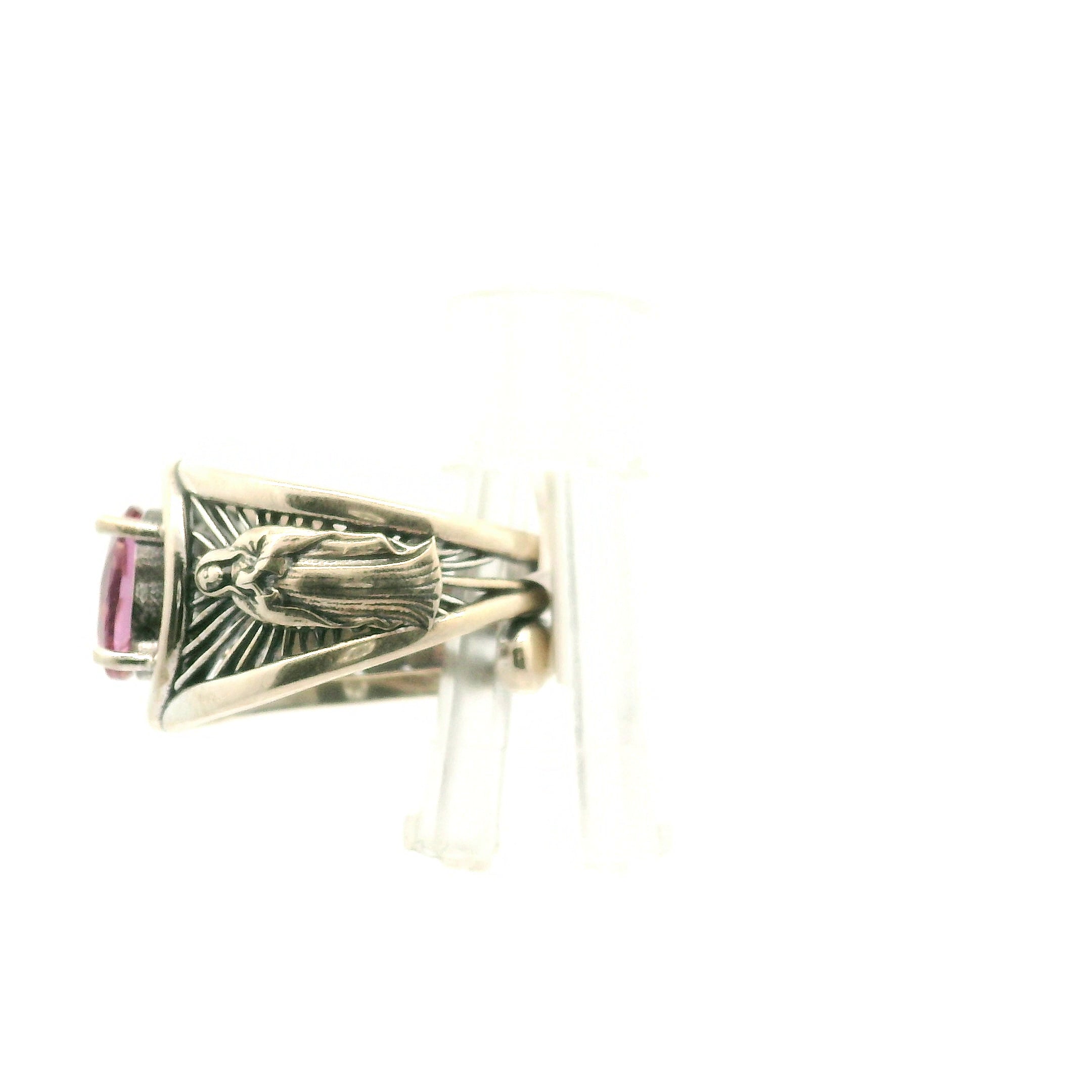 Pink Topaz Mother Mary Cuff Ring .925 Silver for Health, Protection, Amplifying Intentions & Accelerating Manifestations