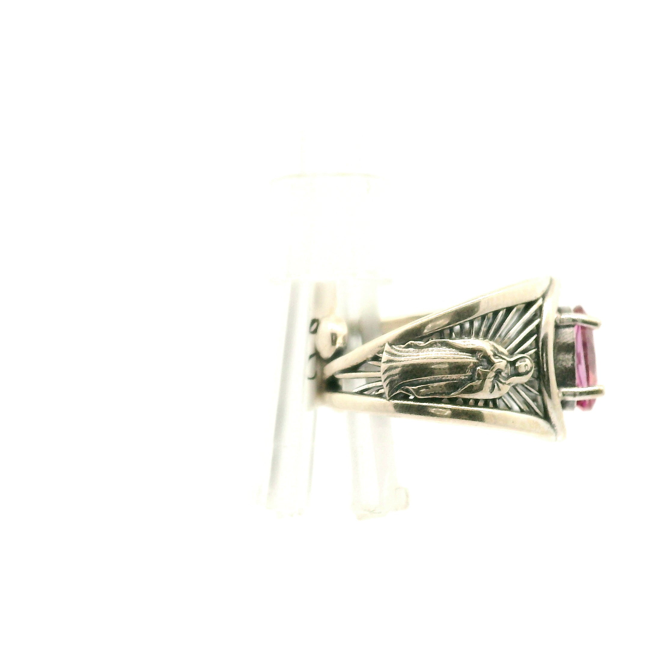 Pink Topaz Mother Mary Cuff Ring .925 Silver for Health, Protection, Amplifying Intentions & Accelerating Manifestations