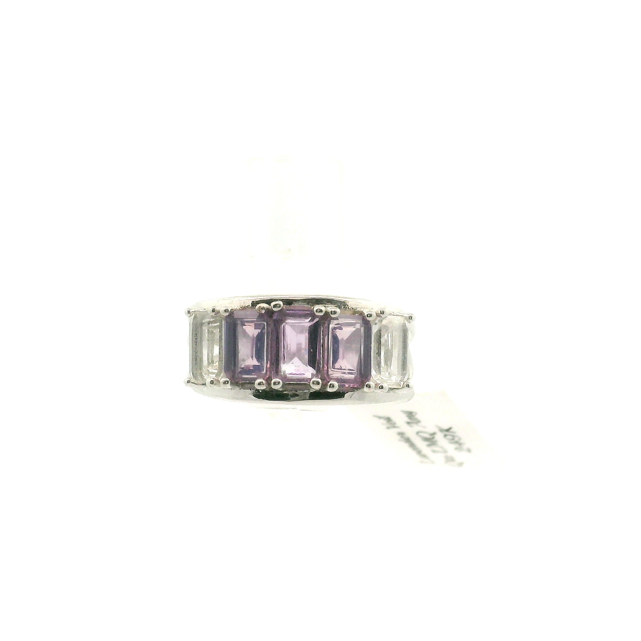Multi Stone Emerald Cut Stacker Cuff Ring .925 Silver for Healing, Intention Setting and Manifesting your Desires