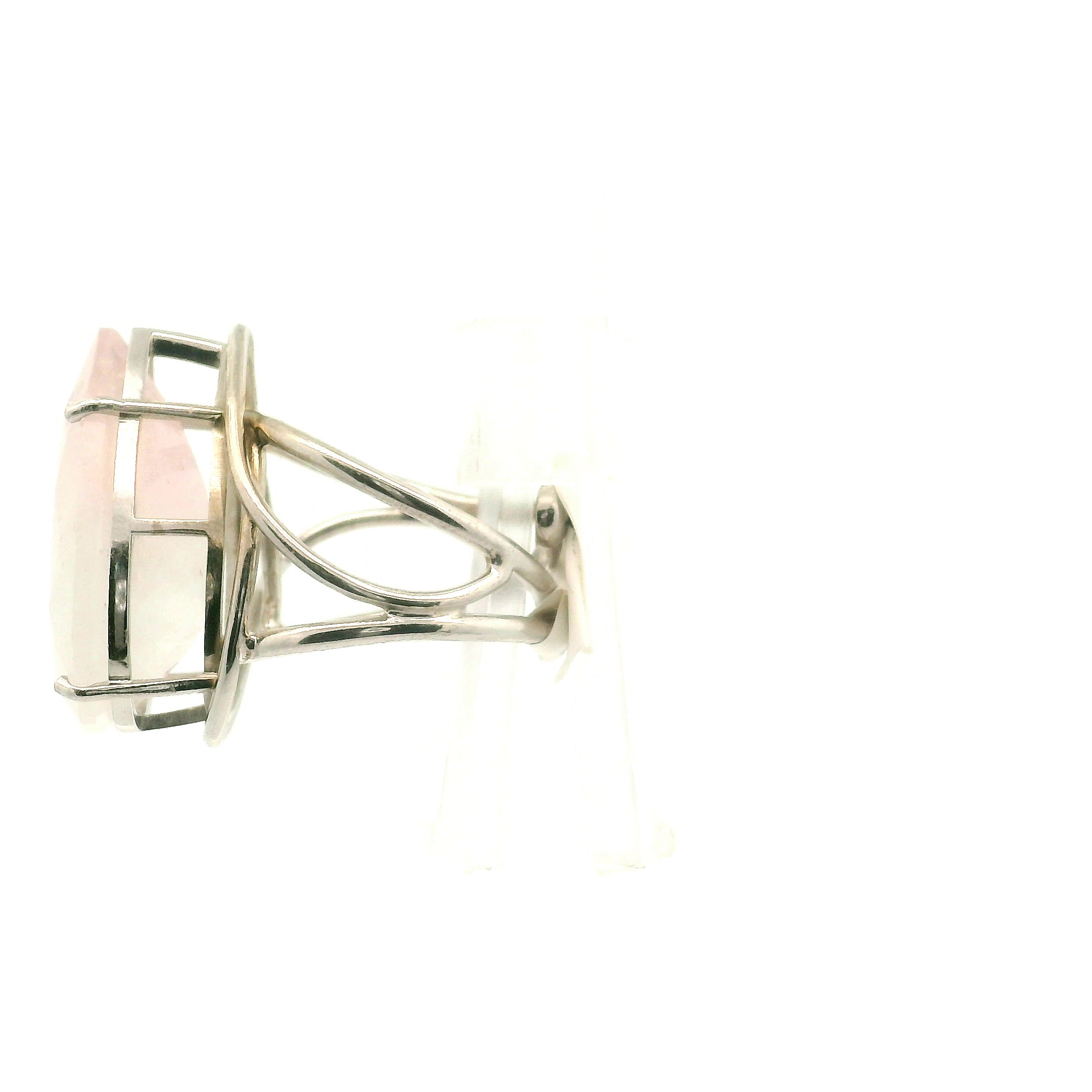 Morganite Cuff Ring .925 Silver for Abundance of Joy and Love