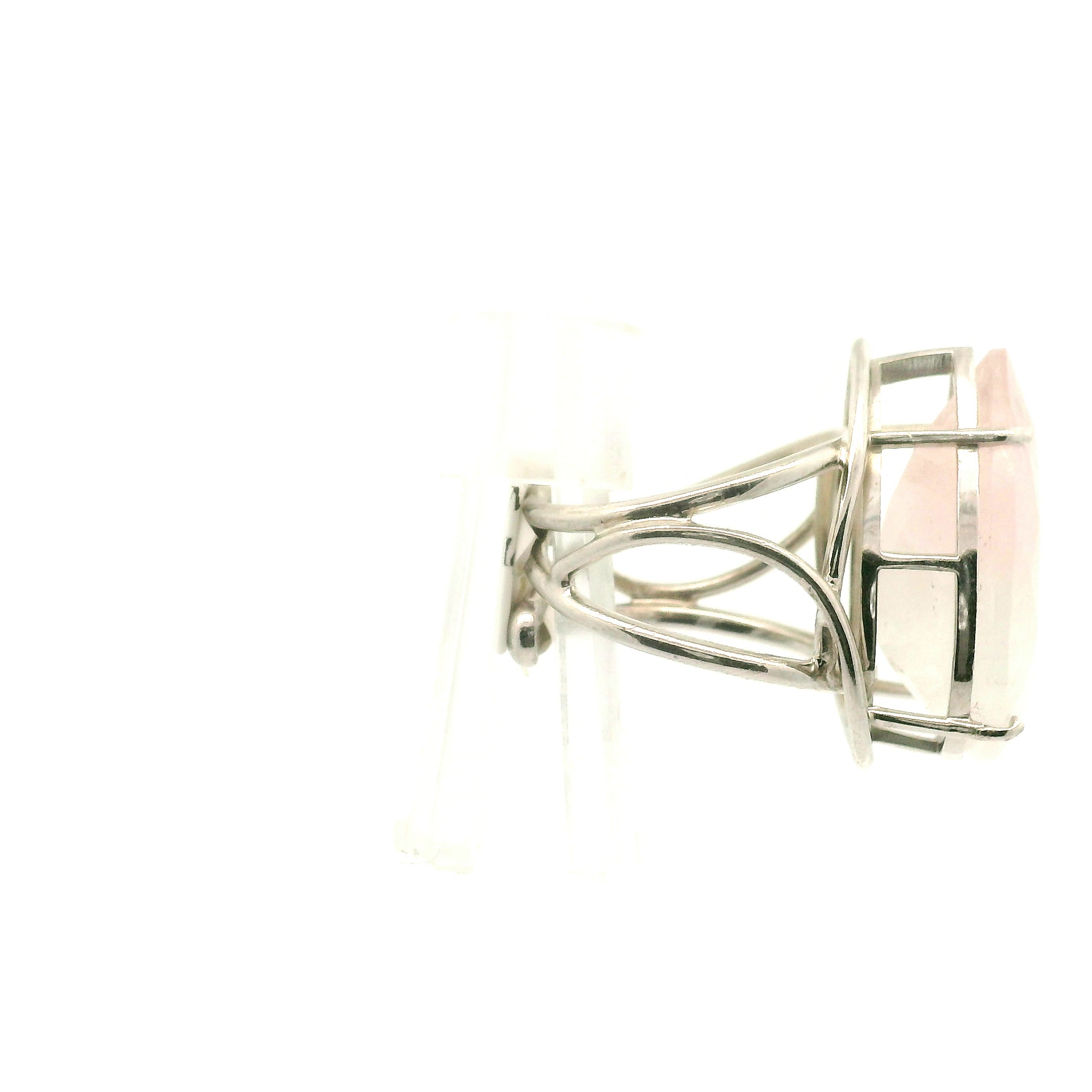 Morganite Cuff Ring .925 Silver for Abundance of Joy and Love