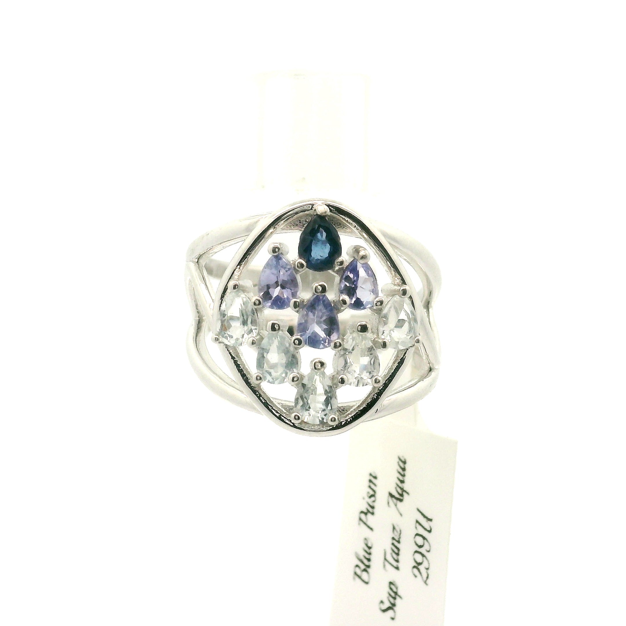 9 Stone Crystal Chandelier Cuff Ring .925 Silver for Healing, Intention Setting and Manifesting your Desires