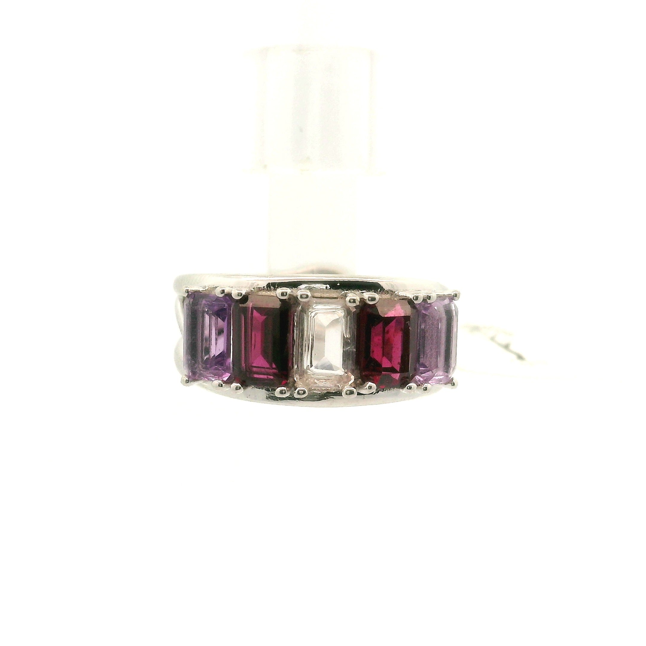 Multi Stone Emerald Cut Stacker Cuff Ring .925 Silver for Healing, Intention Setting and Manifesting your Desires
