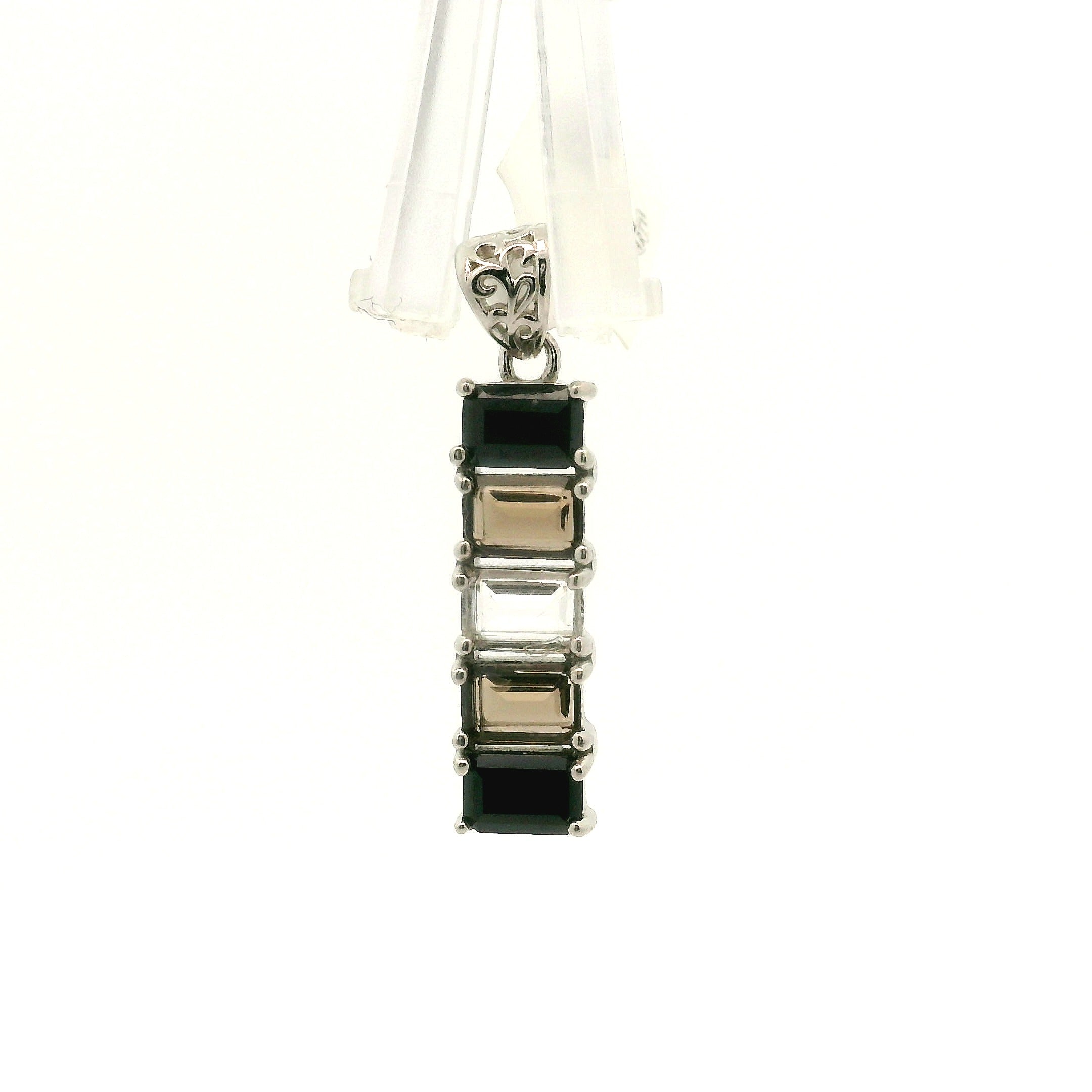 Multi Stone Emerald Cut Stacker Pendant .925 Silver for Healing, Intention Setting and Manifesting your Desires
