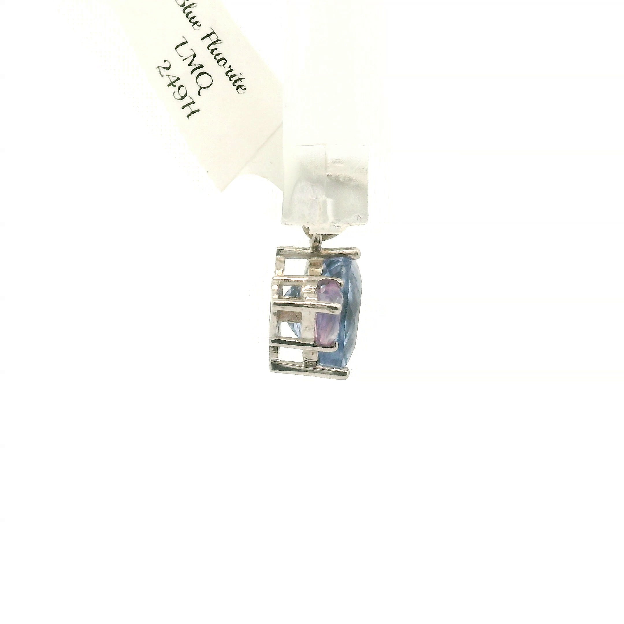 Blue Fluorite and Lavender Moon Quartz Double Heart Pendant .925 Silver for Clarity and Focus