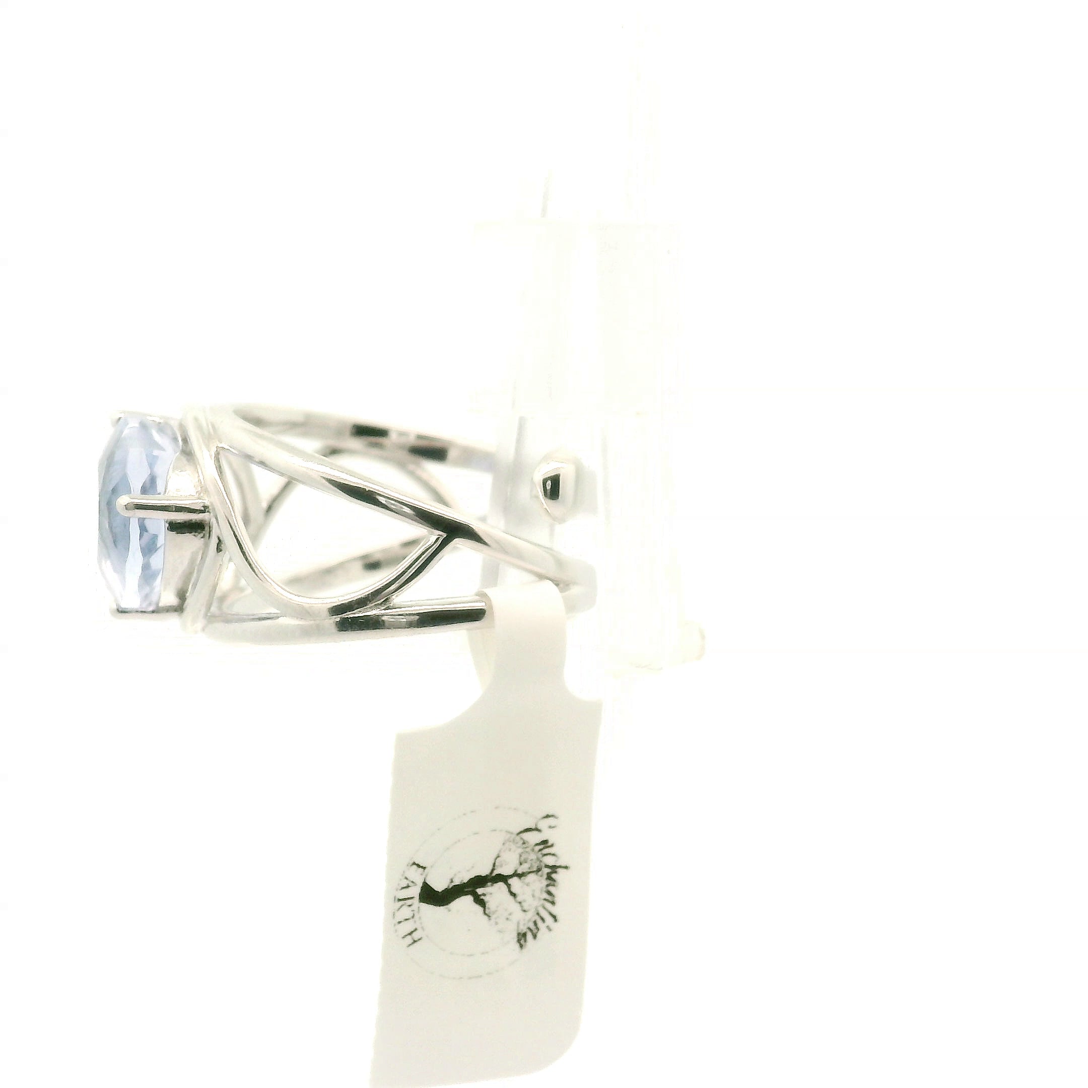 Blue Fluorite and Lavender Moon Quartz Double Heart Cuff Ring .925 Silver for Clarity and Focus