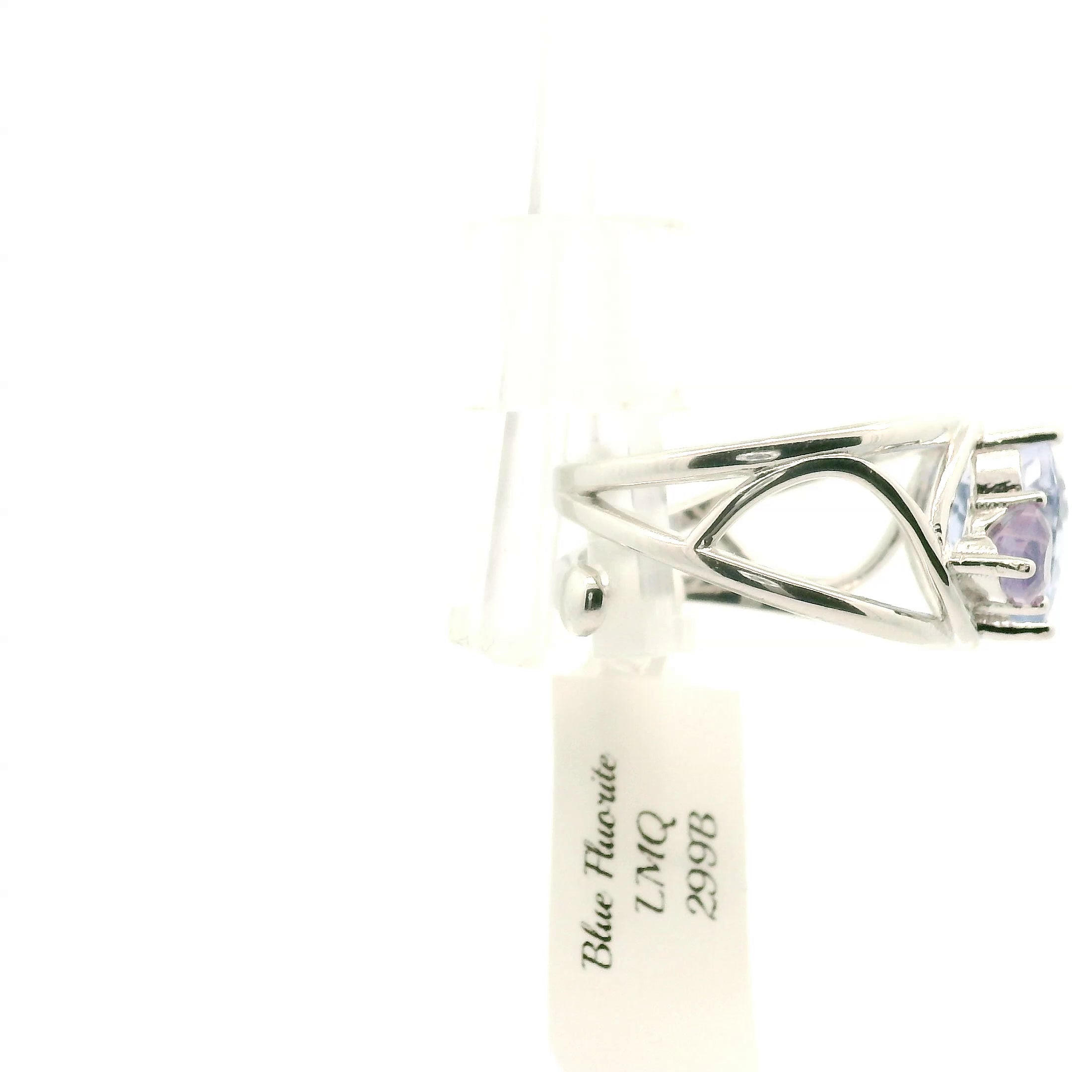 Blue Fluorite and Lavender Moon Quartz Double Heart Cuff Ring .925 Silver for Clarity and Focus
