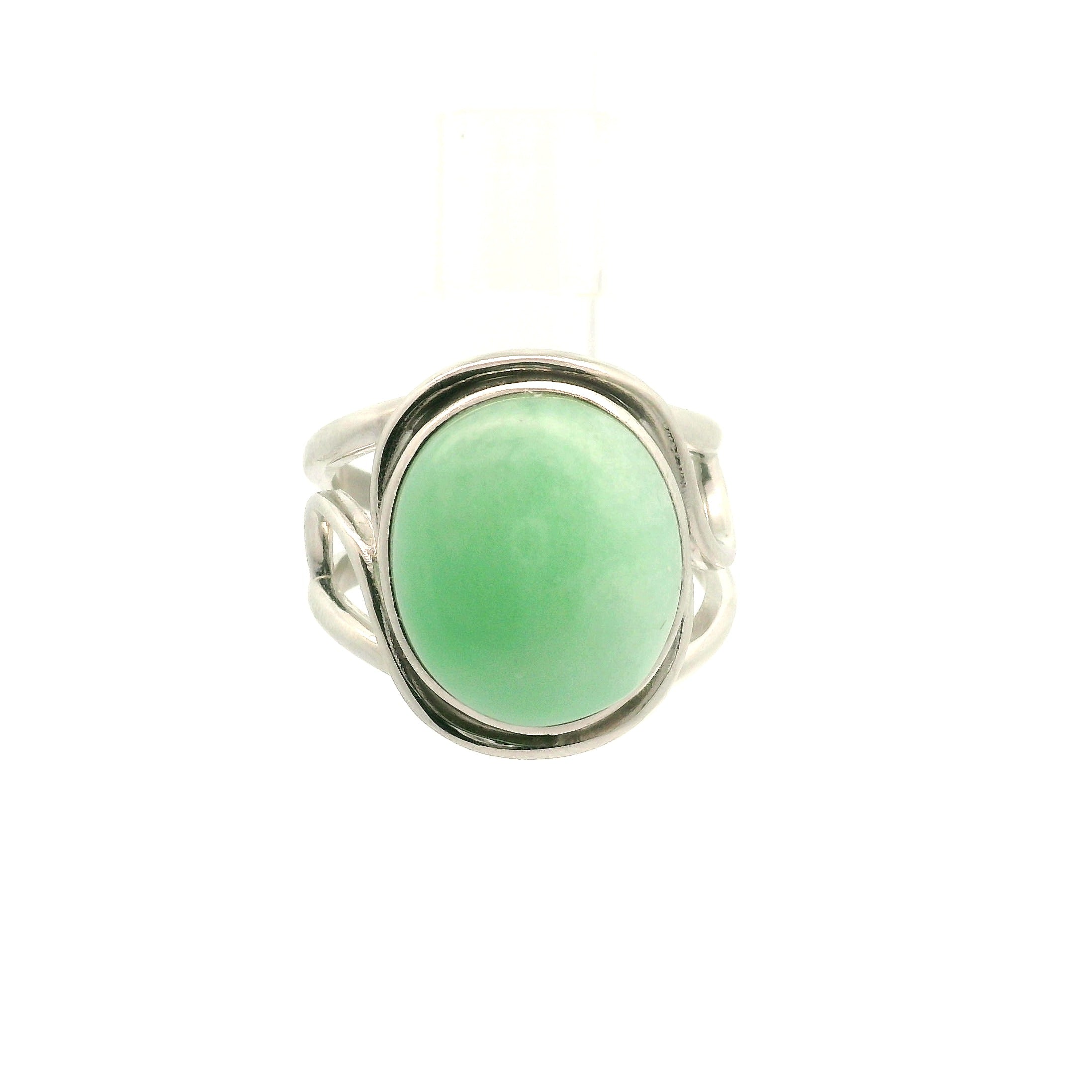 Green Moonstone Cuff Ring .925 Silver for New Beginnings, Protection and Manifestation