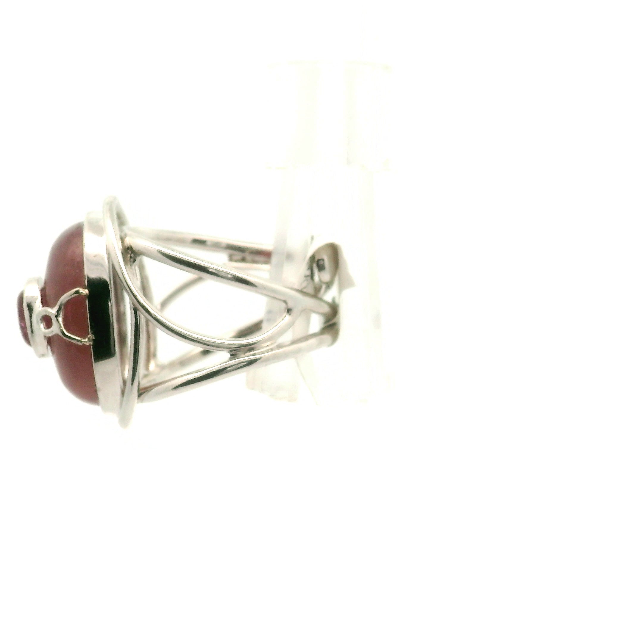 Rose Quartz & Pink Tourmaline Cuff Ring .925 Silver for Manifesting Love