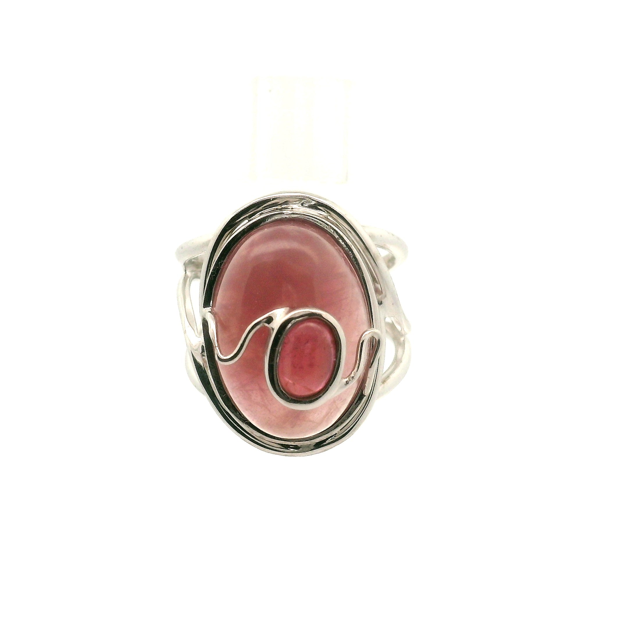 Rose Quartz & Pink Tourmaline Cuff Ring .925 Silver for Manifesting Love
