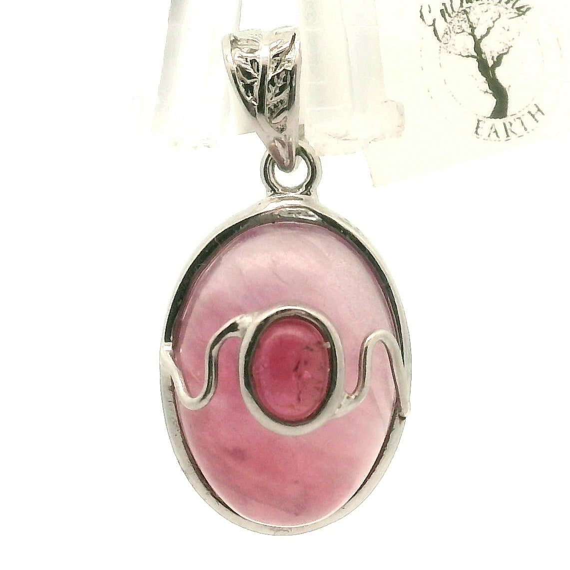 Rose Quartz & Pink Tourmaline Pendant .925 Silver for Manifesting Love