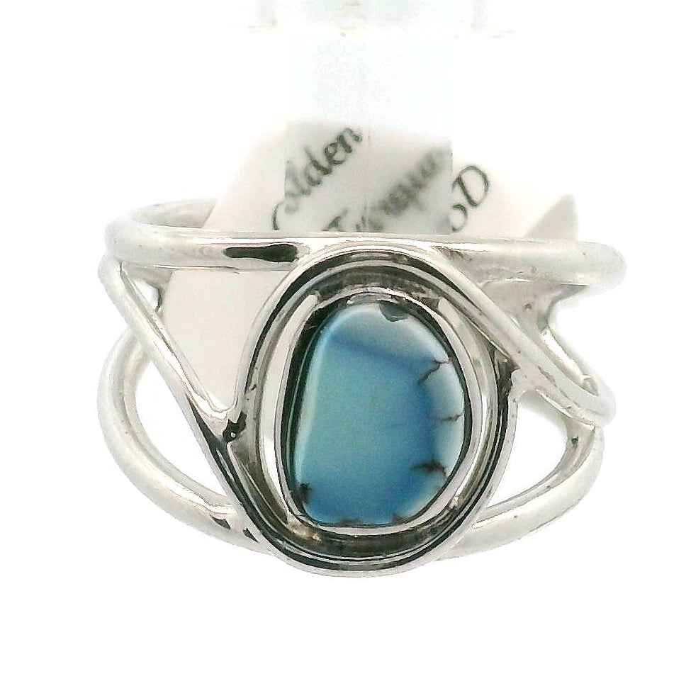 Golden Hill Turquoise Cuff Ring for Good Luck, Prosperity and Protection