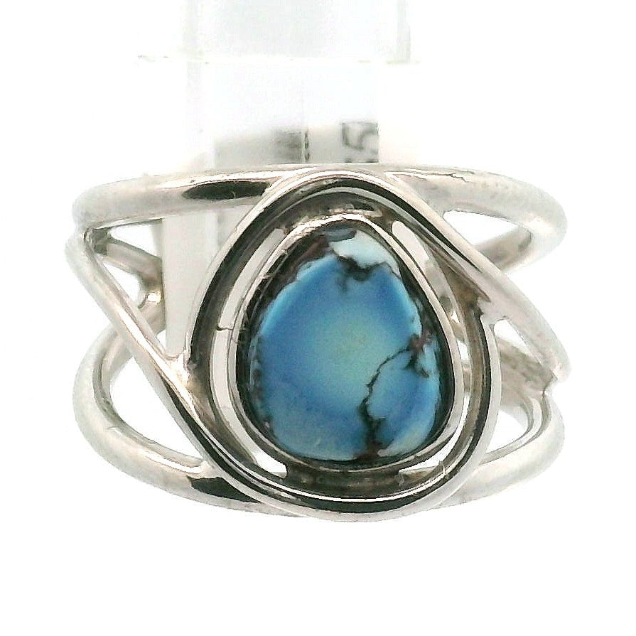 Golden Hill Turquoise Cuff Ring for Good Luck, Prosperity and Protection