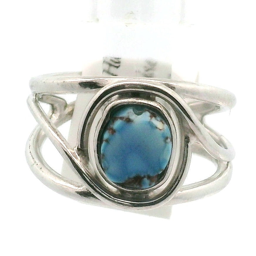 Golden Hill Turquoise Cuff Ring for Good Luck, Prosperity and Protection