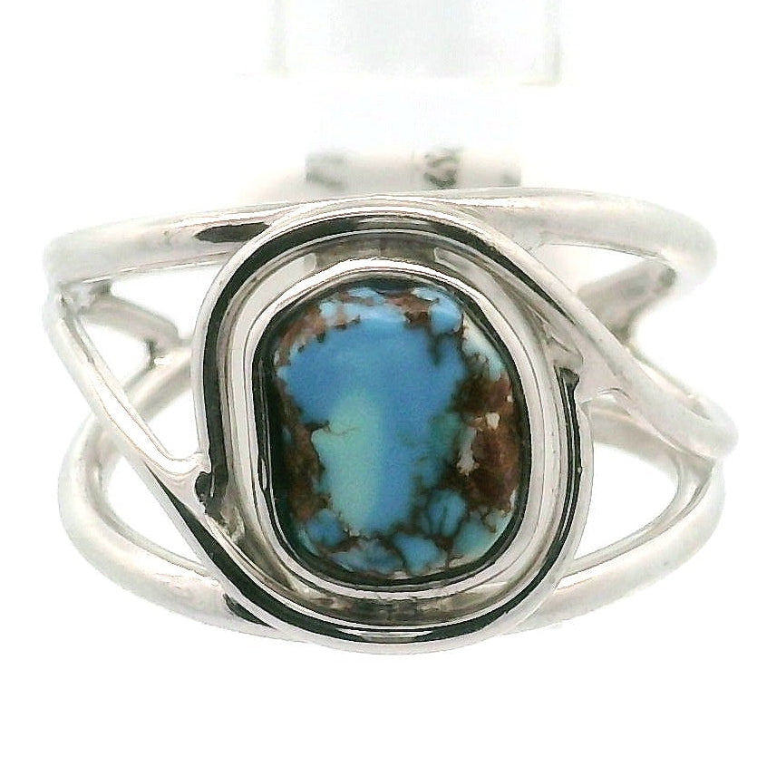 Golden Hill Turquoise Cuff Ring for Good Luck, Prosperity and Protection