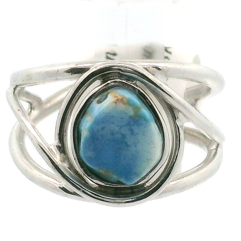 Golden Hill Turquoise Cuff Ring for Good Luck, Prosperity and Protection