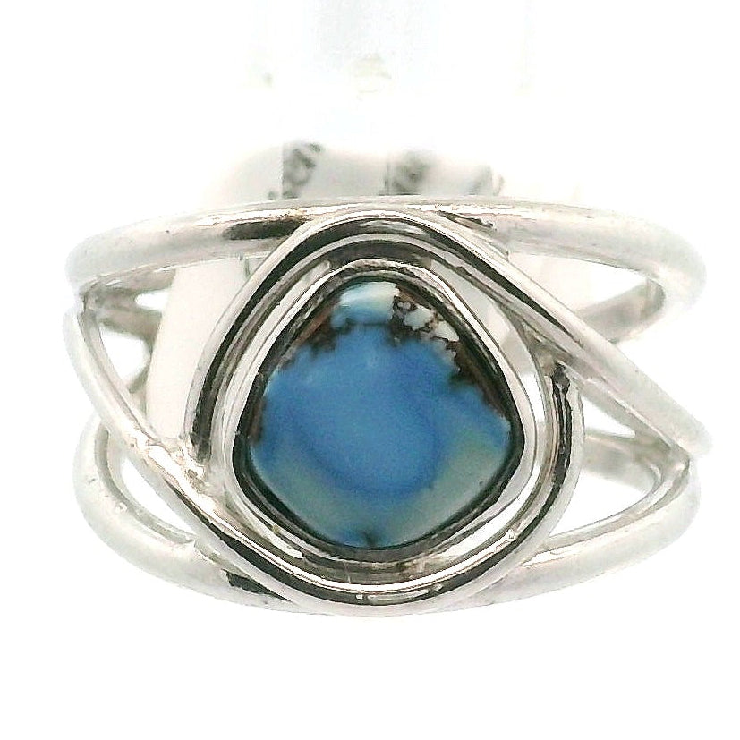 Golden Hill Turquoise Cuff Ring for Good Luck, Prosperity and Protection