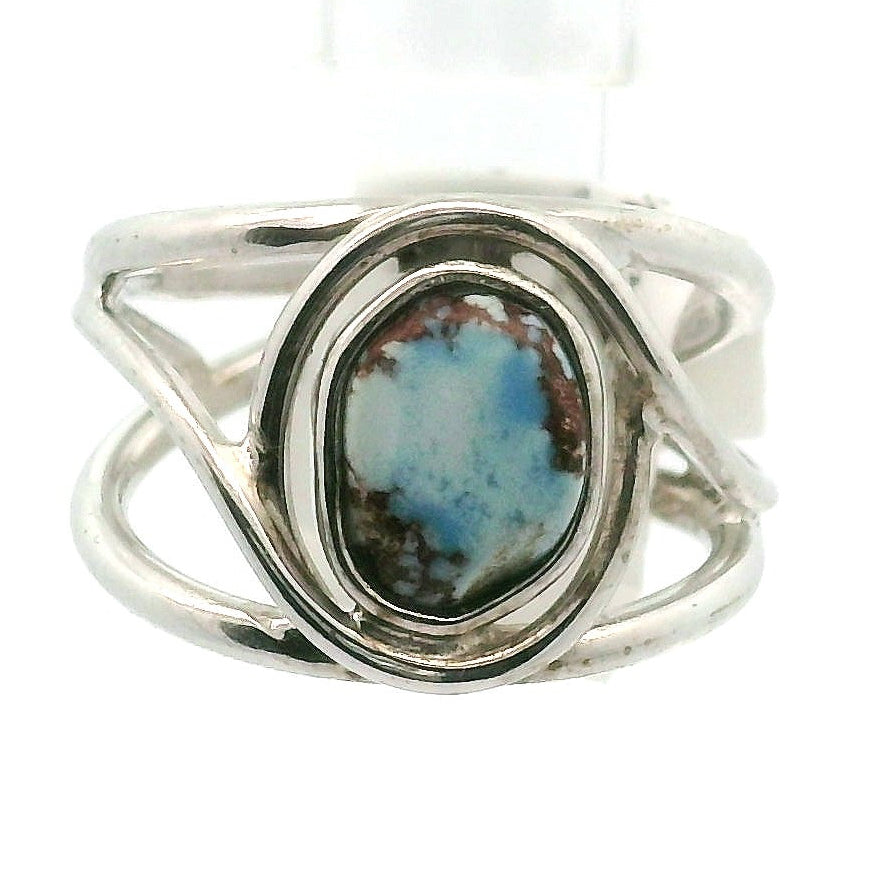 Golden Hill Turquoise Cuff Ring for Good Luck, Prosperity and Protection