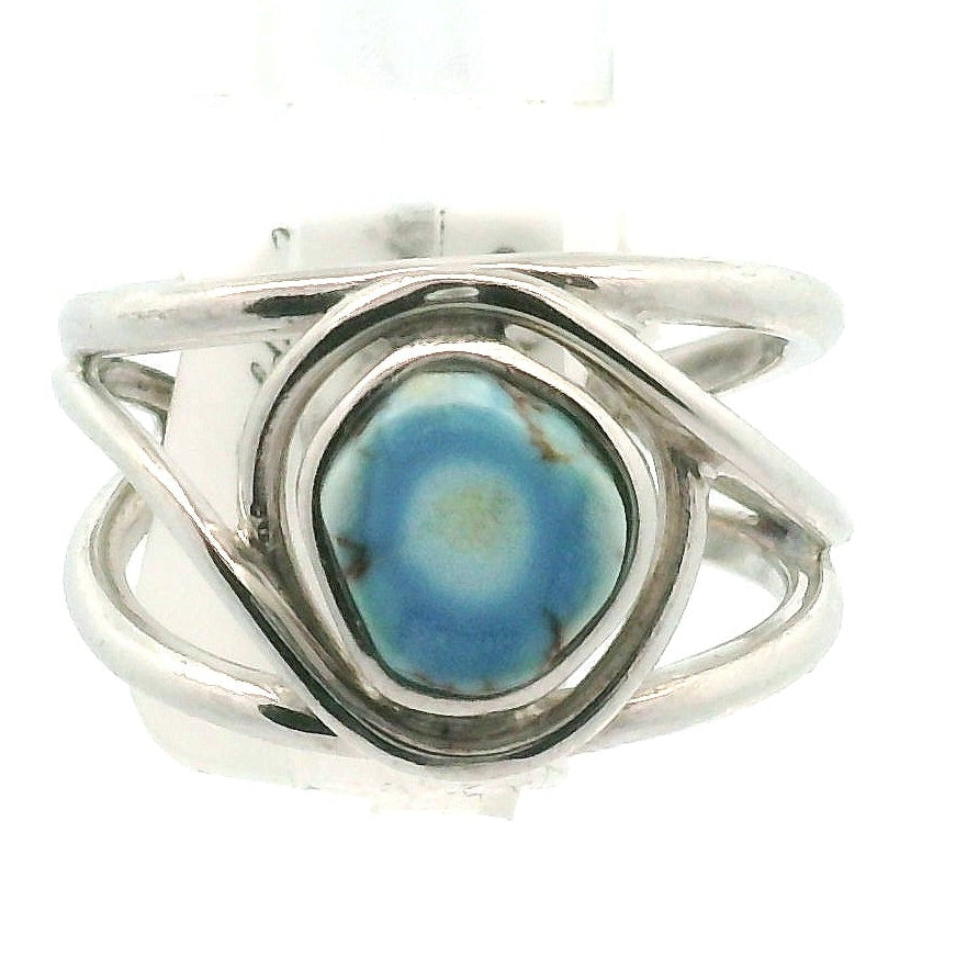 Golden Hill Turquoise Cuff Ring for Good Luck, Prosperity and Protection