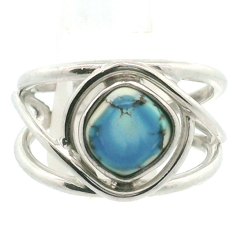 Golden Hill Turquoise Cuff Ring for Good Luck, Prosperity and Protection