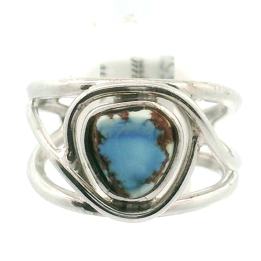 Golden Hill Turquoise Cuff Ring for Good Luck, Prosperity and Protection