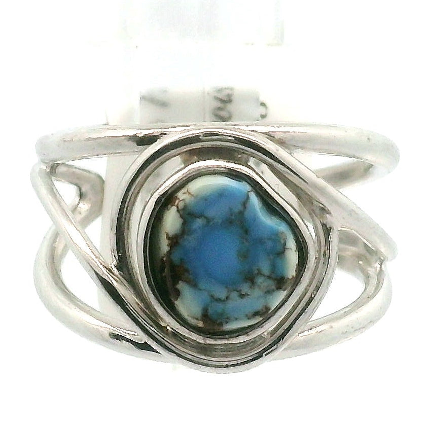 Golden Hill Turquoise Cuff Ring for Good Luck, Prosperity and Protection