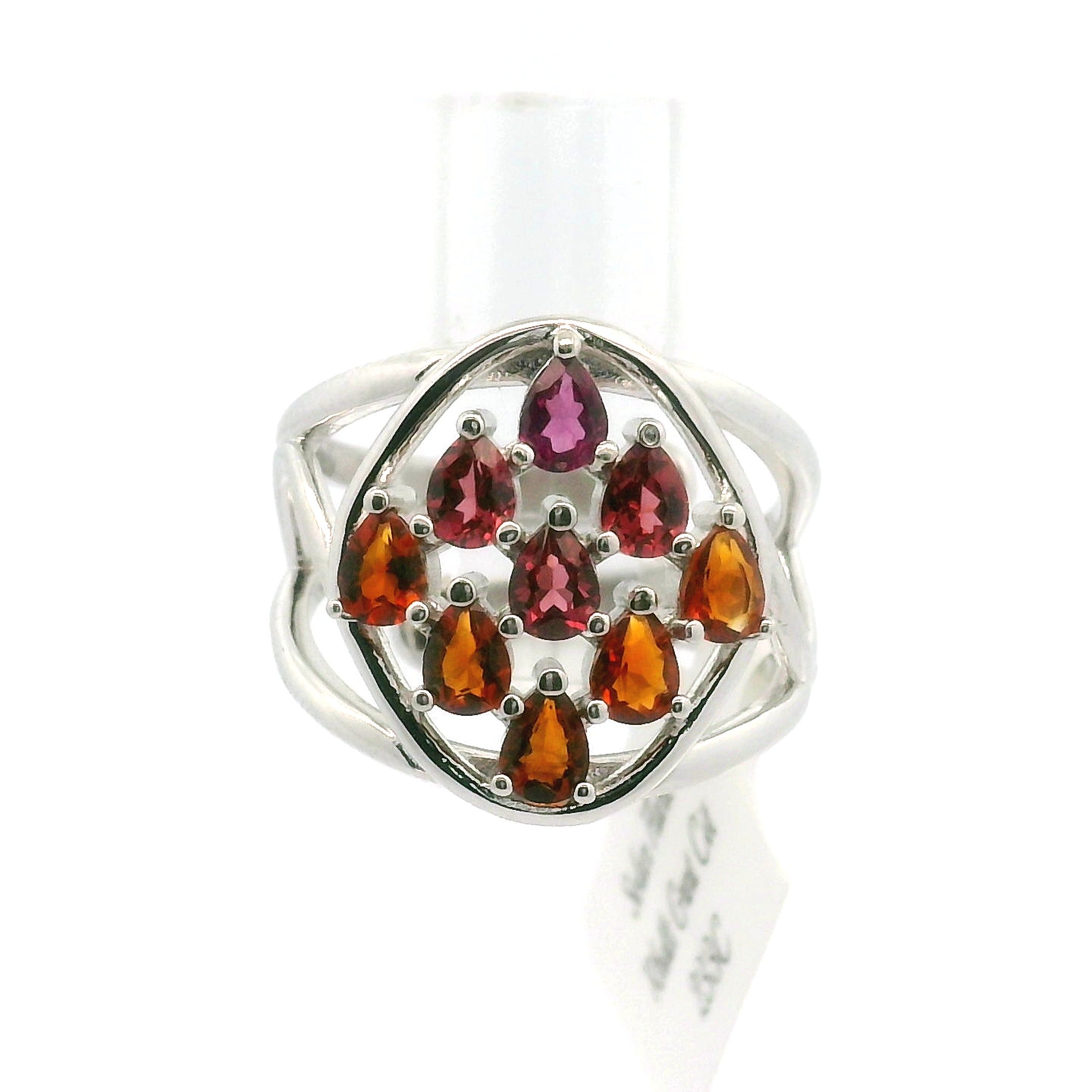 9 Stone Crystal Chandelier Cuff Ring .925 Silver for Healing, Intention Setting and Manifesting your Desires