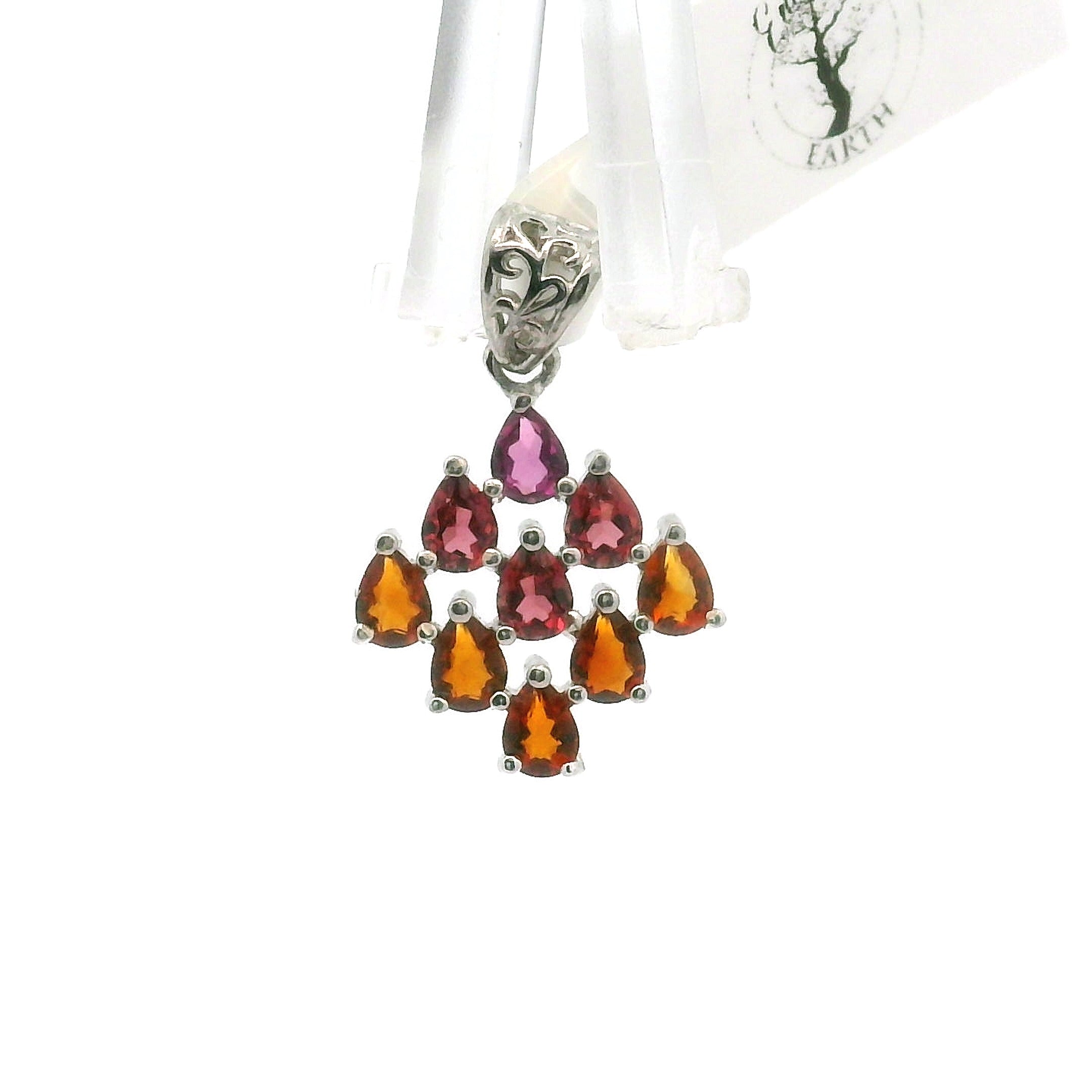 9 Stone Crystal Chandelier Pendant .925 Silver for Healing, Intention Setting and Manifesting your Desires