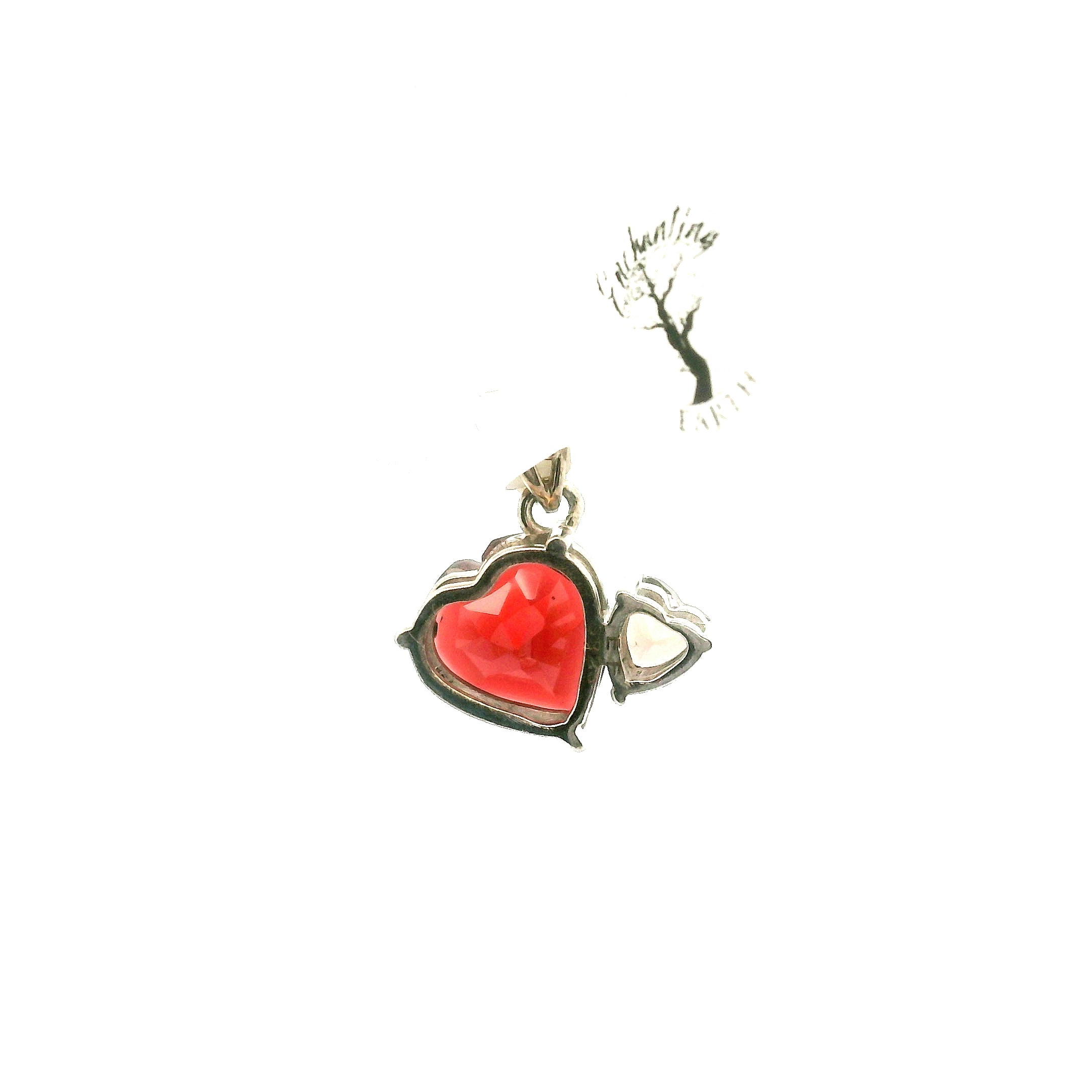 Garnet & Smoky Heart Pendant .925 Silver for Health and Strength