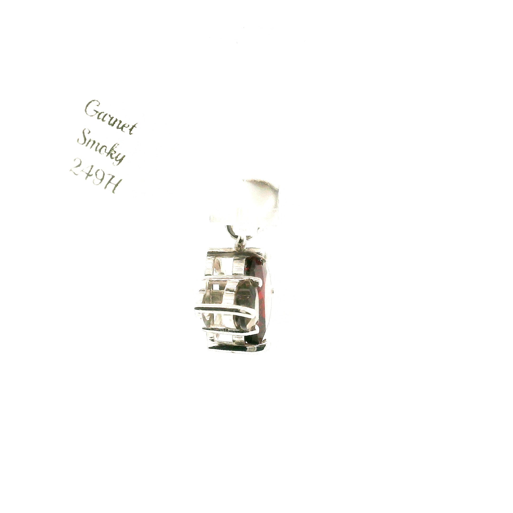 Garnet & Smoky Heart Pendant .925 Silver for Health and Strength