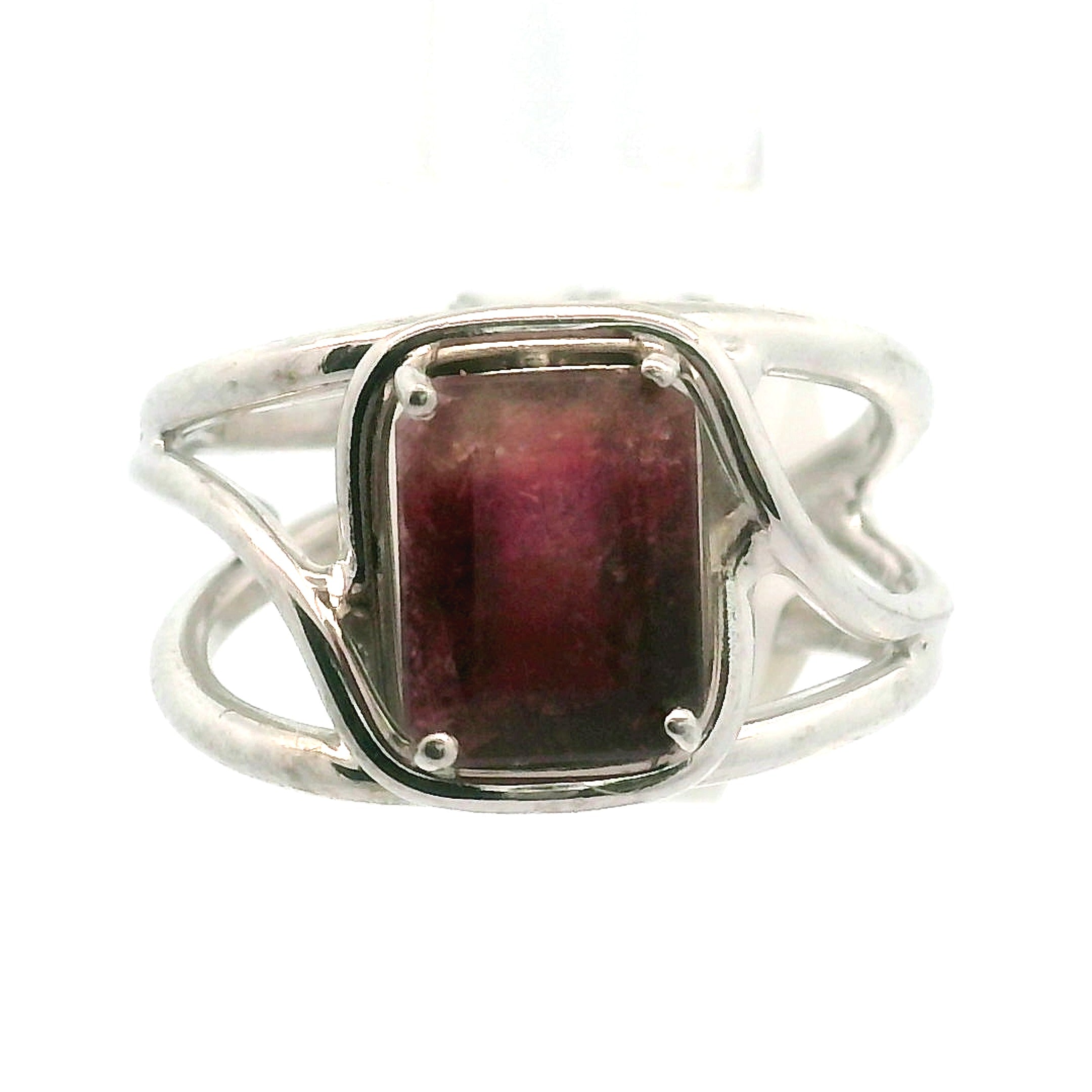 Tourmaline Adjustable Cuff Ring .925 Silver for Awareness, Communication and Meditation