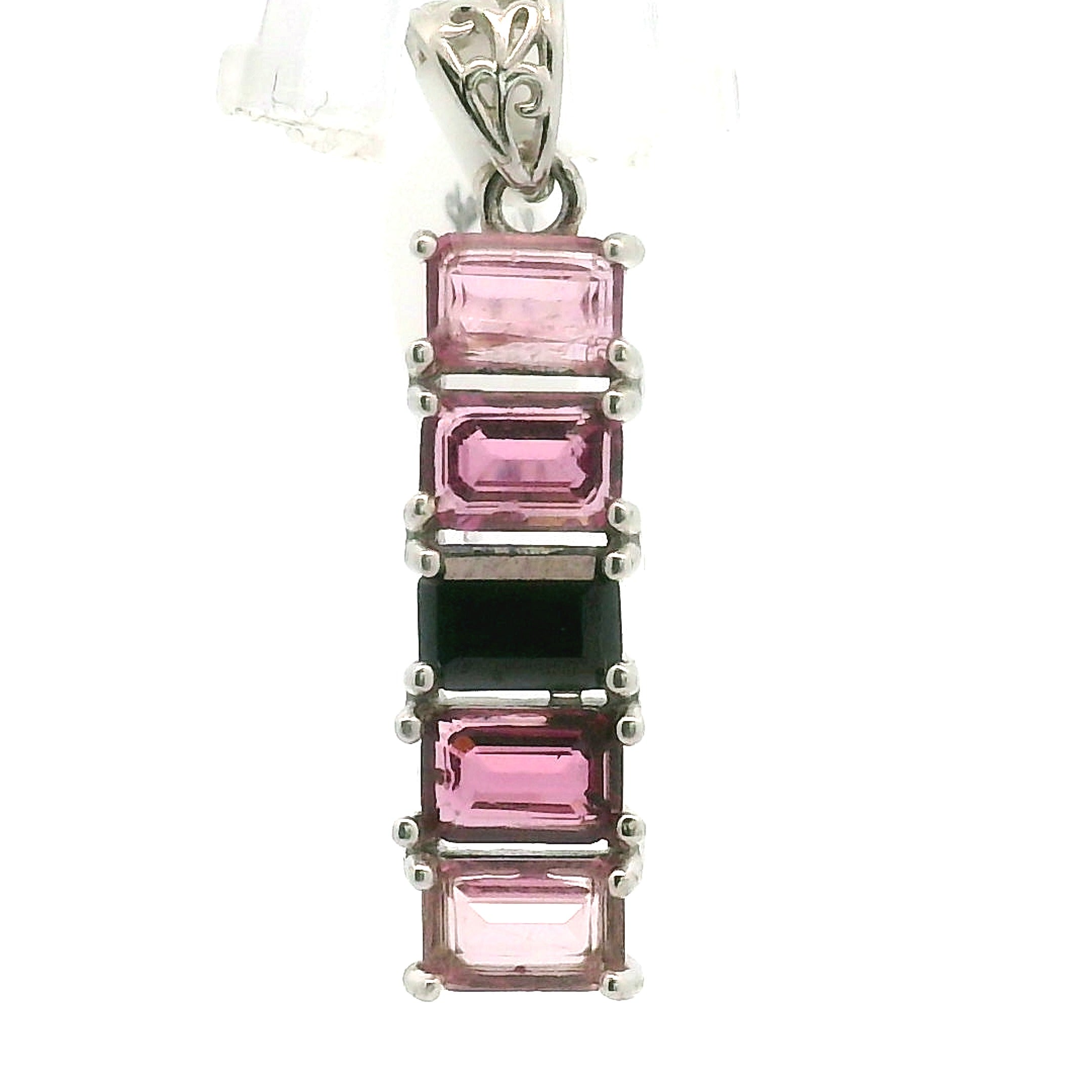 Multi Stone Emerald Cut Stacker Pendant .925 Silver for Healing, Intention Setting and Manifesting your Desires
