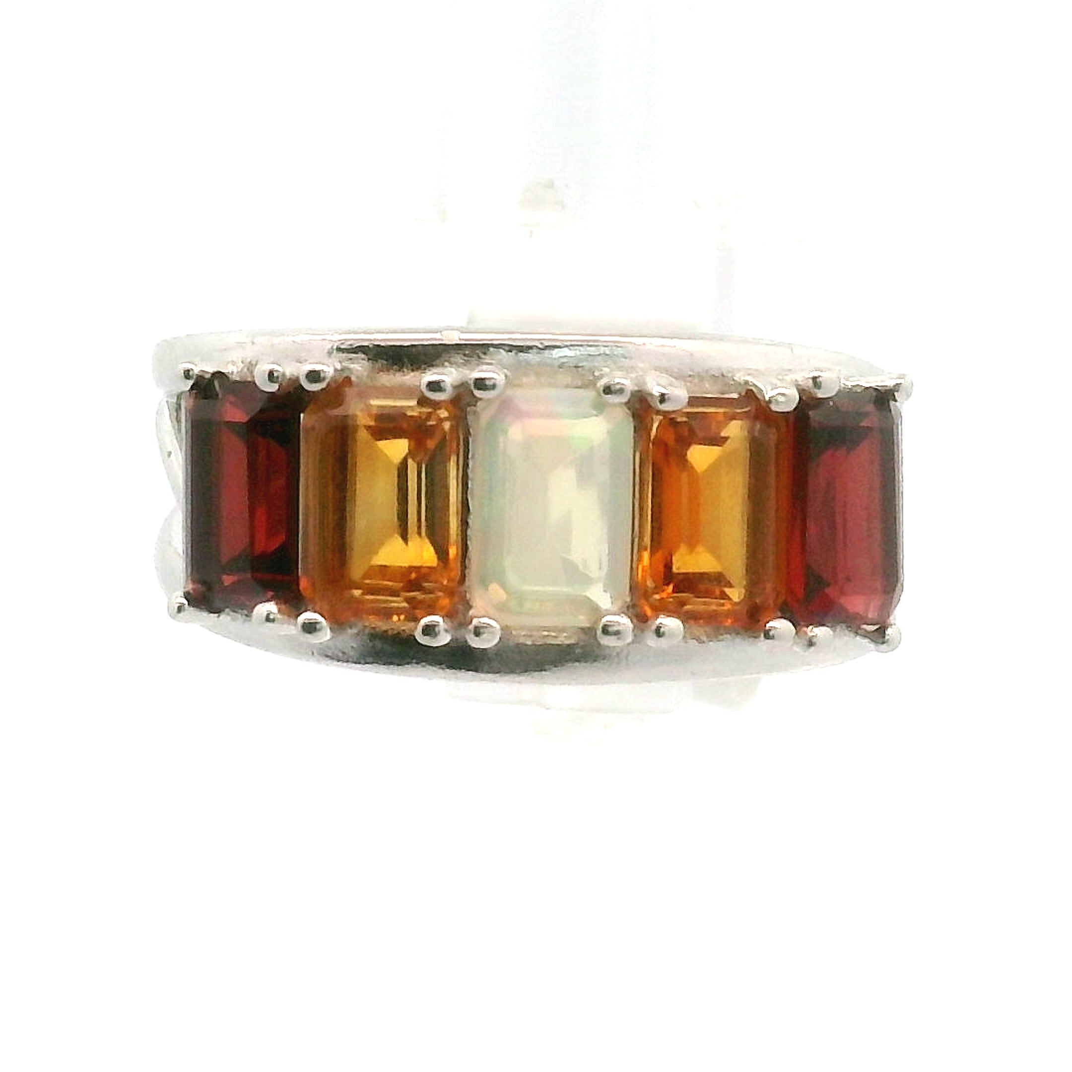 Multi Stone Emerald Cut Stacker Cuff Ring .925 Silver for Healing, Intention Setting and Manifesting your Desires