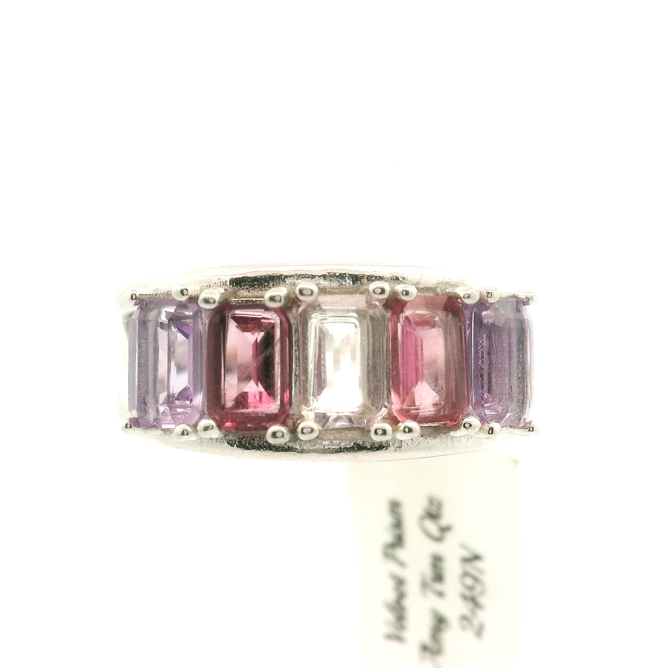 Multi Stone Emerald Cut Stacker Cuff Ring .925 Silver for Healing, Intention Setting and Manifesting your Desires