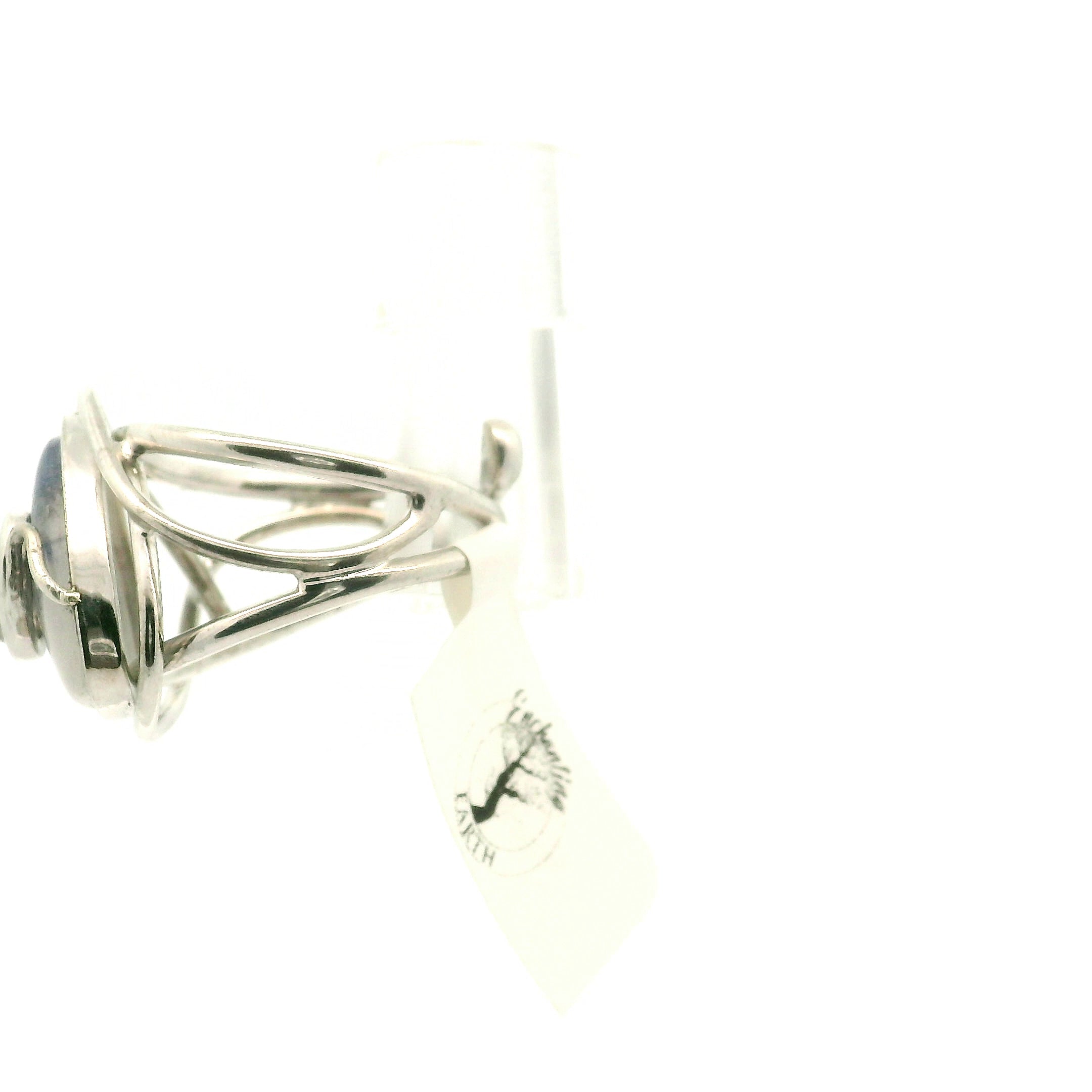 Dumortierite in Quartz And Moonstone Cuff Ring .925 Silver for Hope, Improving Memory and New Ideas