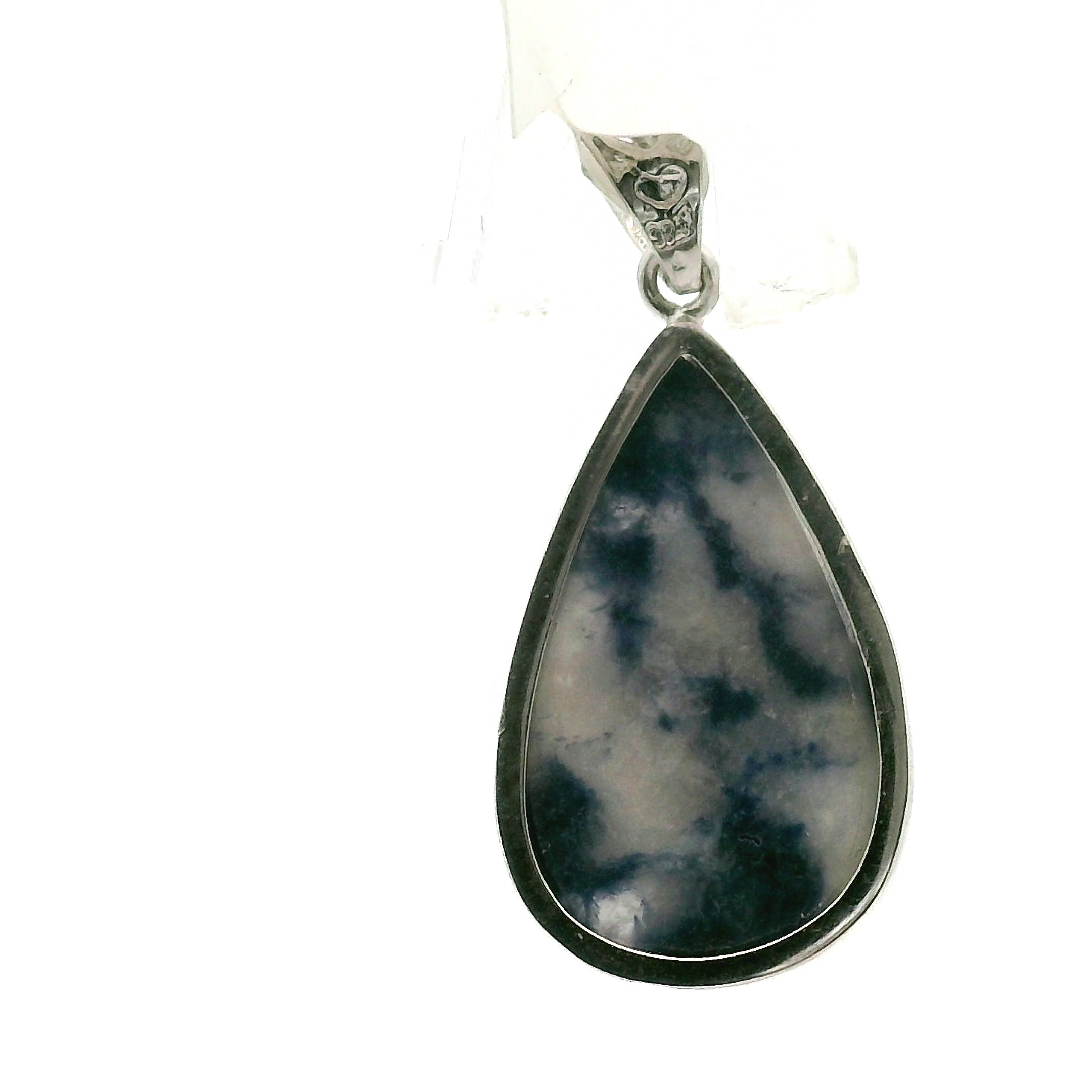 Dumortierite in Quartz And Moonstone Pendant .925 Silver for Hope, Improving Memory and New Ideas