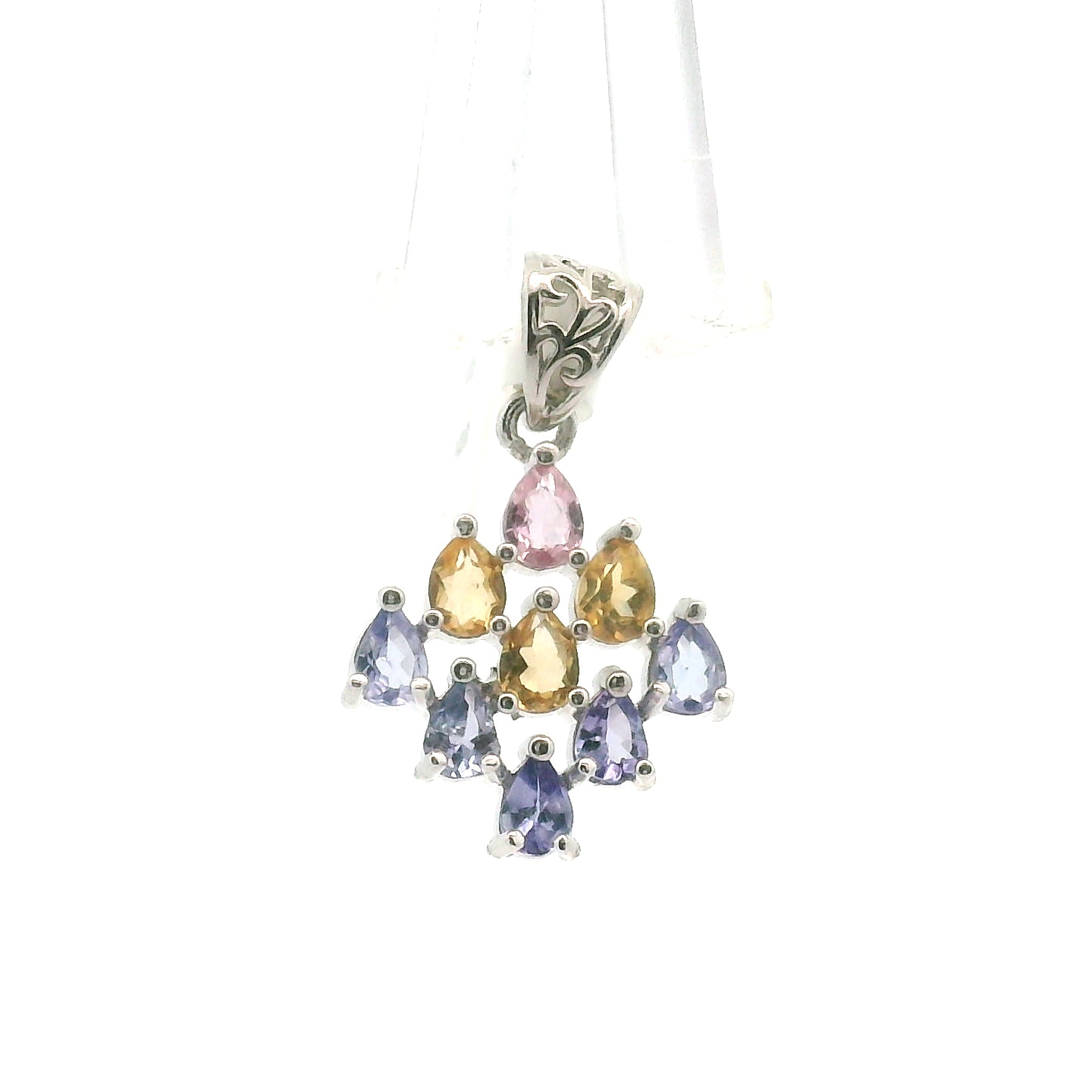9 Stone Crystal Chandelier Pendant .925 Silver for Healing, Intention Setting and Manifesting your Desires