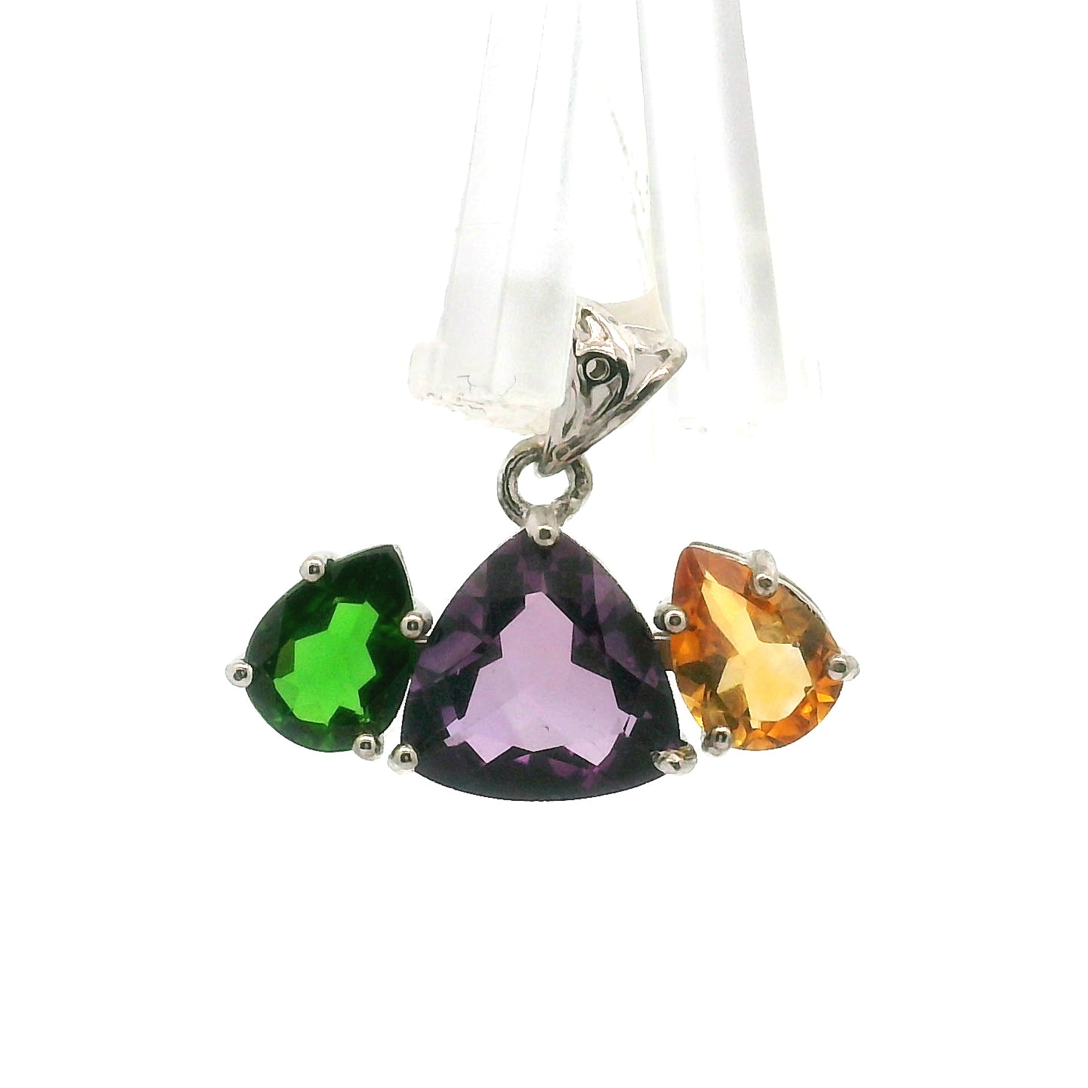 Triple Stone Enchanting Crown Pendant .925 Silver for Embracing your Power