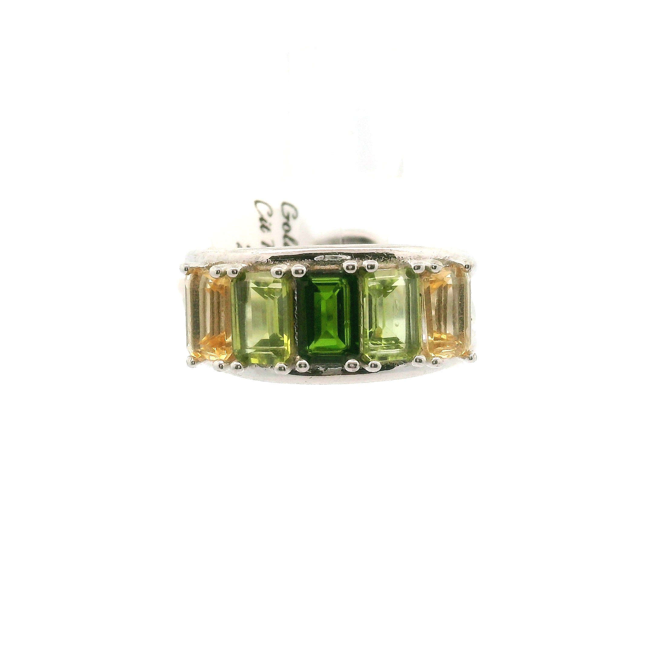 Multi Stone Emerald Cut Stacker Cuff Ring .925 Silver for Healing, Intention Setting and Manifesting your Desires