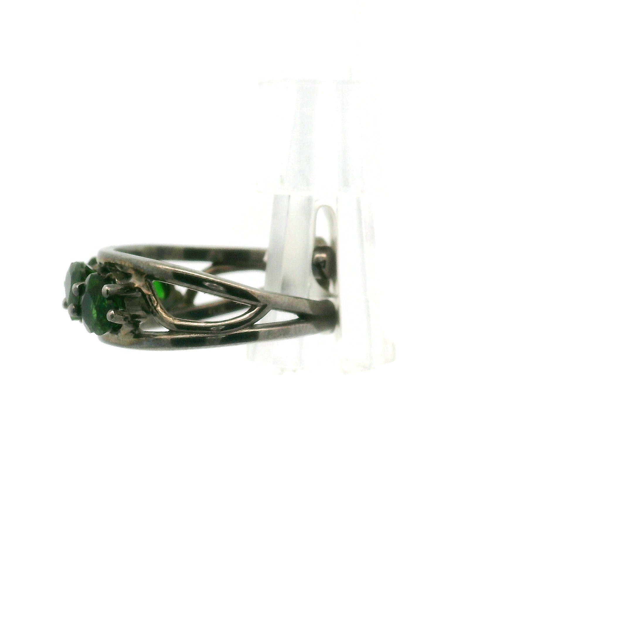 Chrome Diopside Hearts Stacker Cuff Ring .925 Sterling Silver for Abundance, Growth, Healing and Manifestation