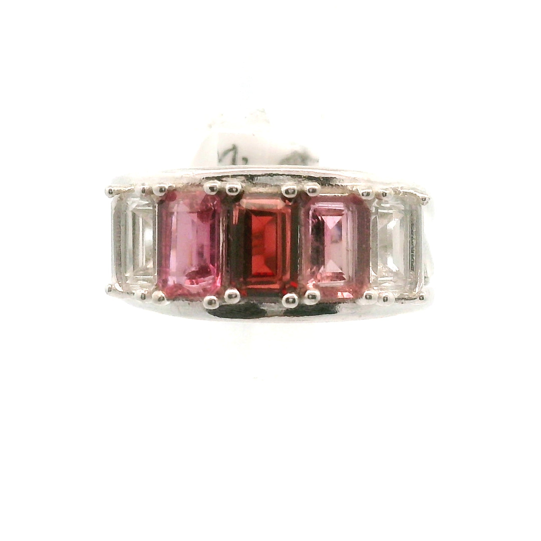 Multi Stone Emerald Cut Stacker Cuff Ring .925 Silver for Healing, Intention Setting and Manifesting your Desires
