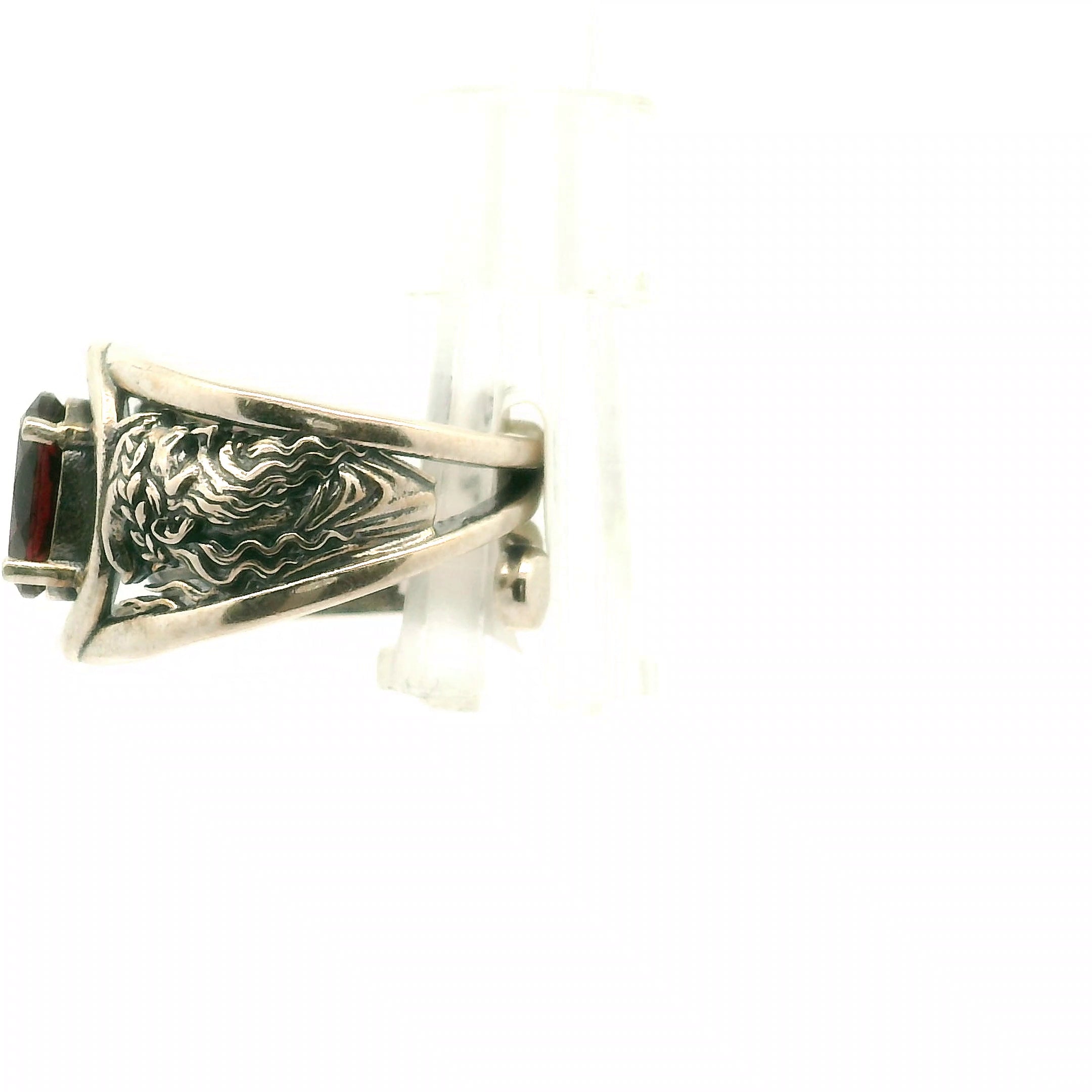 Garnet Hades + Persephone Cuff Ring .925 Silver for Health and Strength