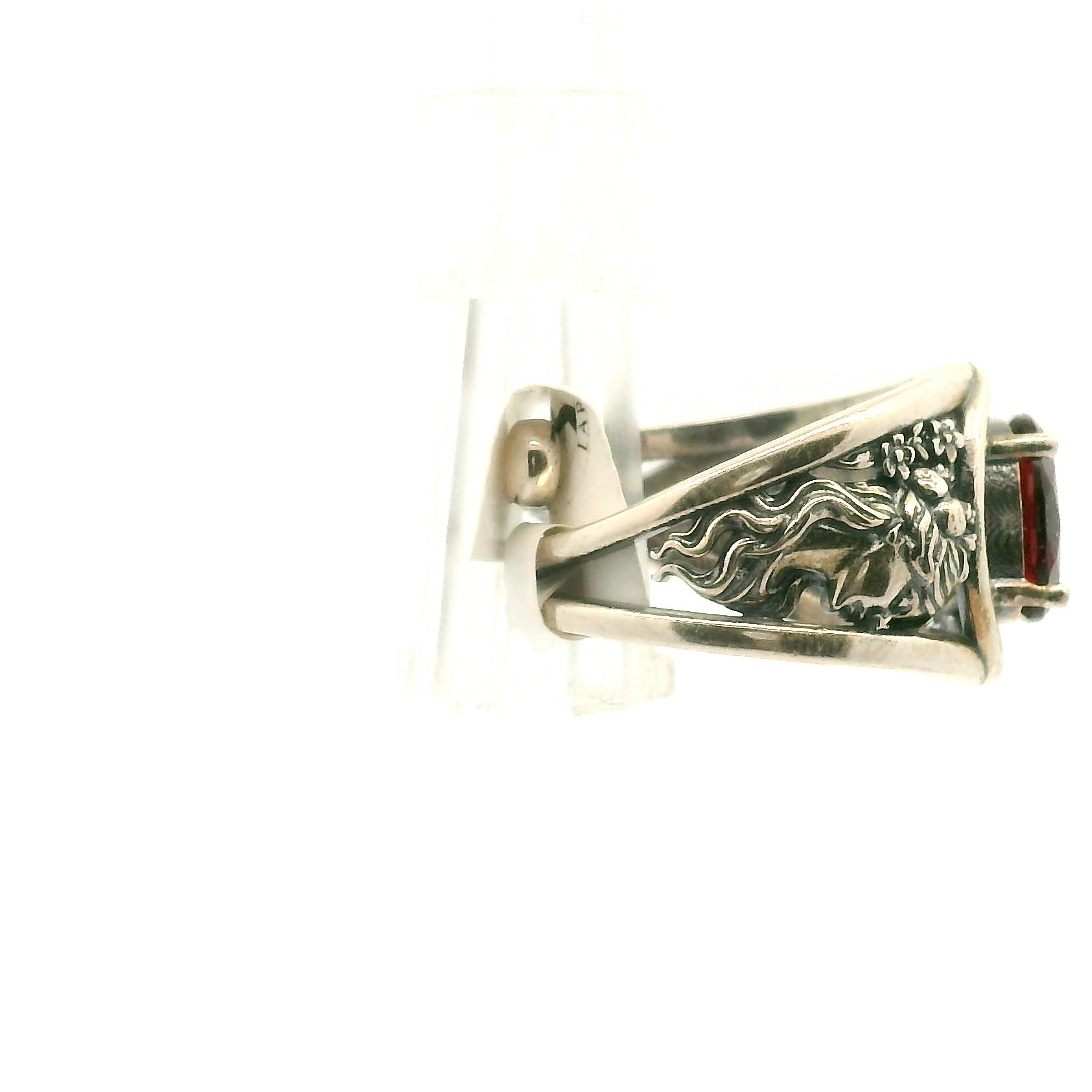 Garnet Hades + Persephone Cuff Ring .925 Silver for Health and Strength