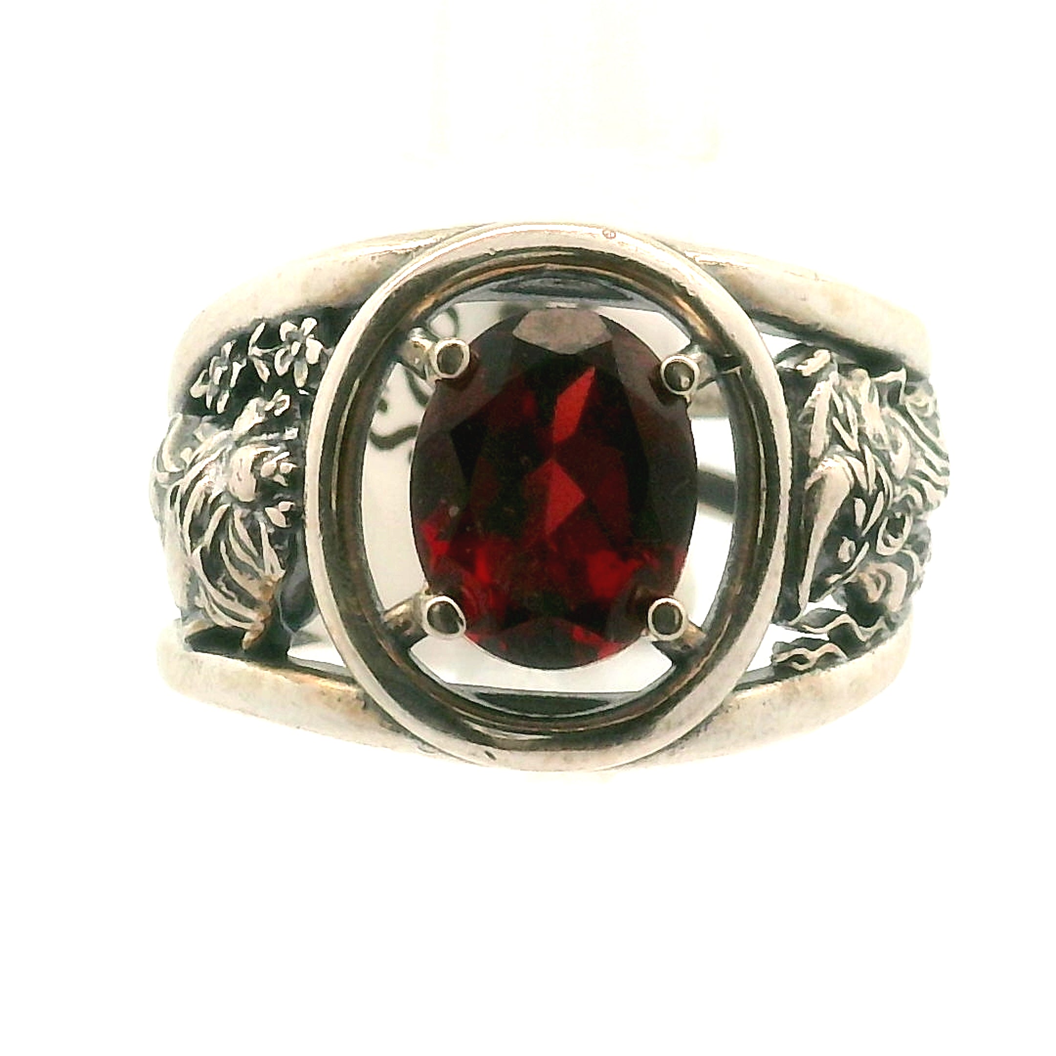 Garnet Hades + Persephone Cuff Ring .925 Silver for Health and Strength